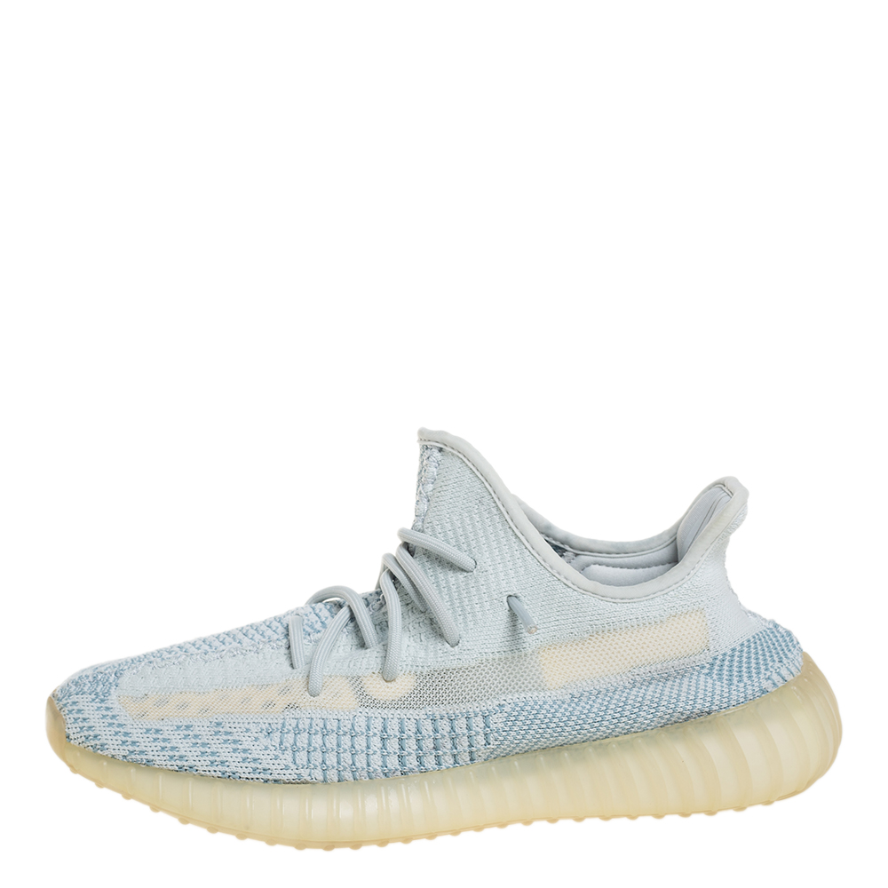 

Yeezy x adidas White/Blue Knit Fabric Boost 350 V2 Cloud White Non Reflective Sneakers Size 42 2/3