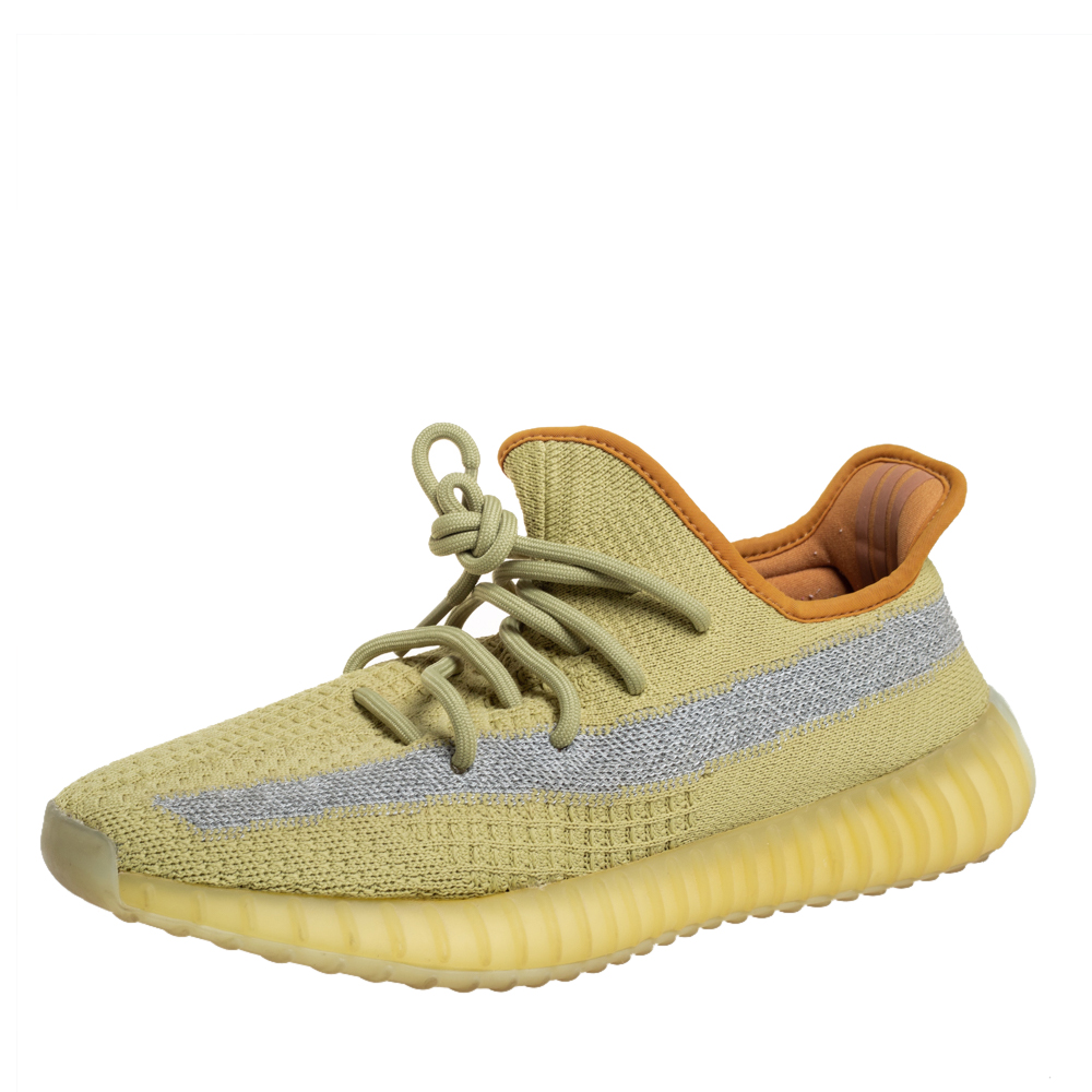 Click to view more detailed imagery on our partner's website Pre-owned Yeezy X Adidas Green Knit Fabric Boost 350 V2 Marsh Sneakers Size 42