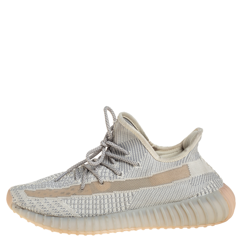 

Yeezy x adidas Grey/Cream Knit Fabric Boost 350 V2 Lundmark Sneakers Size  1/3