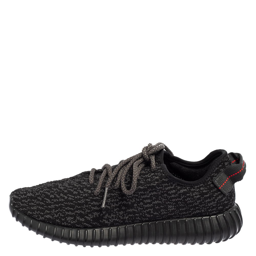 

Yeezy x Adidas Black Knit Fabric Pirate Black Boost 350 Sneakers Size