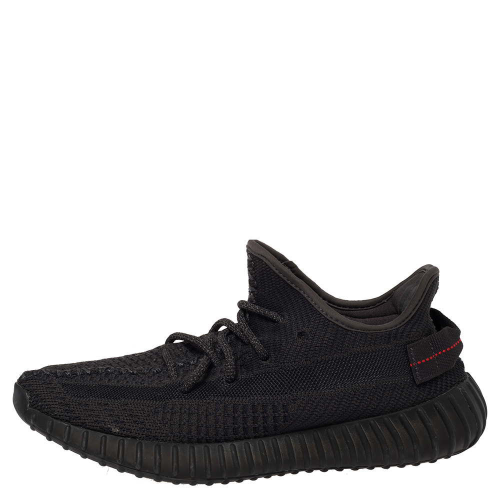 

Yeezy x Adidas Black Knit Fabric 350 V2 Static Low Top Sneakers Size  1/3