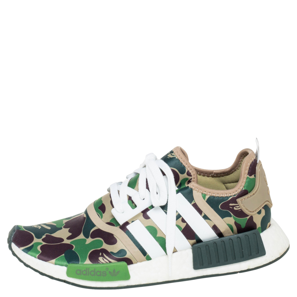 

Adidas NMD R1 Bape Olive Camo Nylon Low Top Sneakers Size, Multicolor