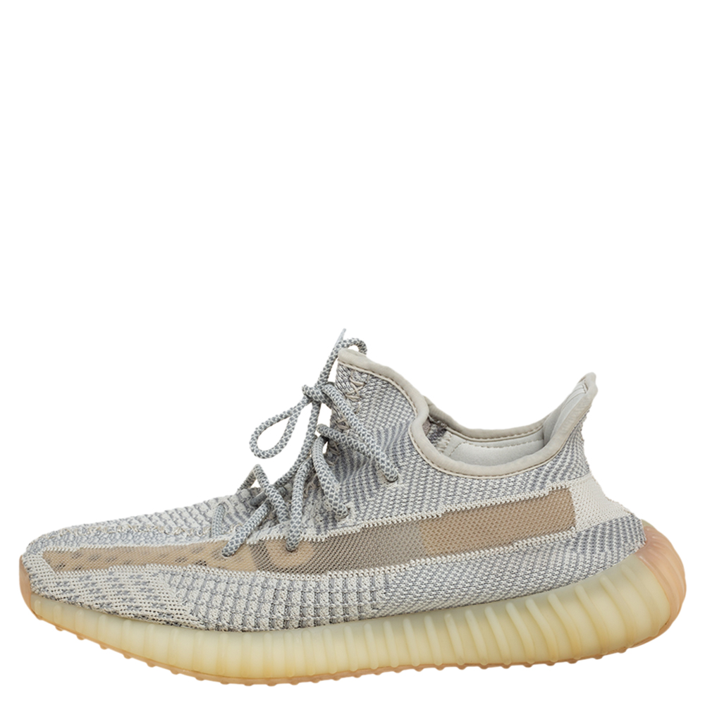 

Yeezy x Adidas Grey/Cream Knit Fabric Boost 350 V2 Lundmark Sneakers Size  1/3