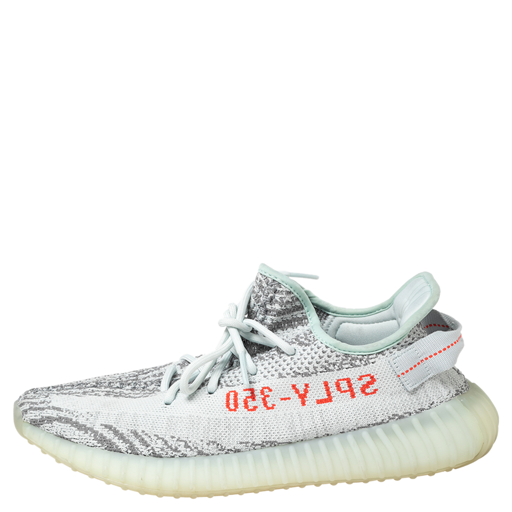 

Yeezy x adidas Grey/Blue Knit Fabric Boost 350 V2 Static Non Reflective Sneakers Size 43 2/3