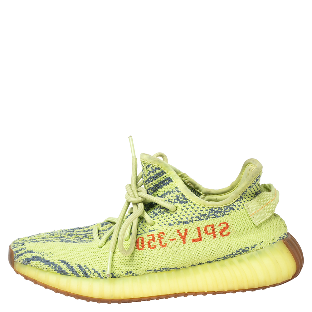 

Yeezy x Adidas Semi Frozen Yellow Knit Fabric Boost 350 V2 Sneakers Size 40 2/3