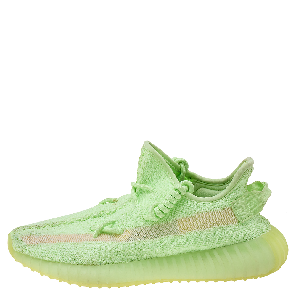 

Yeezy x Adidas Green Knit Fabric Boost 350 V2 "Glow in The Dark" Low Top Sneakers Size  1/3