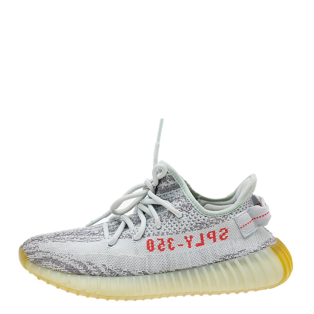 

Yeezy x Adidas Grey/Blue Tint Knit Fabric Boost 350 V2 Static Non Reflective Sneakers Size 38 2/3