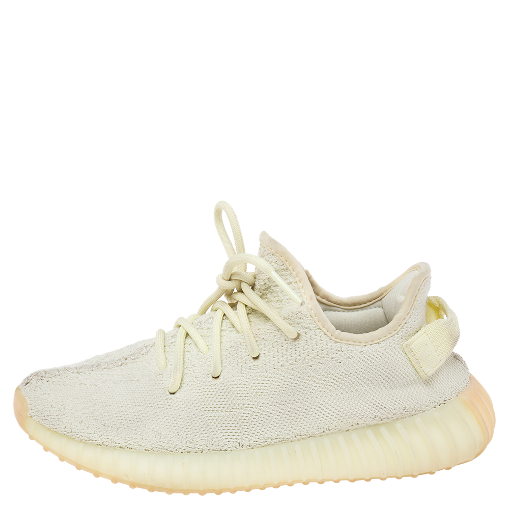 

Yeezy x Adidas Light Yellow Knit Fabric Boost 350 V2 Butter Sneakers Size 38 2/3