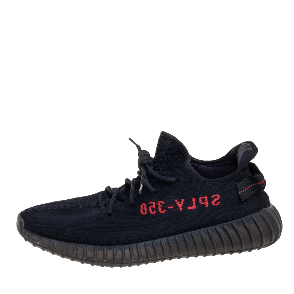 

Yeezy x Adidas Black Knit Fabric 350 V2 Bred Sneakers Size