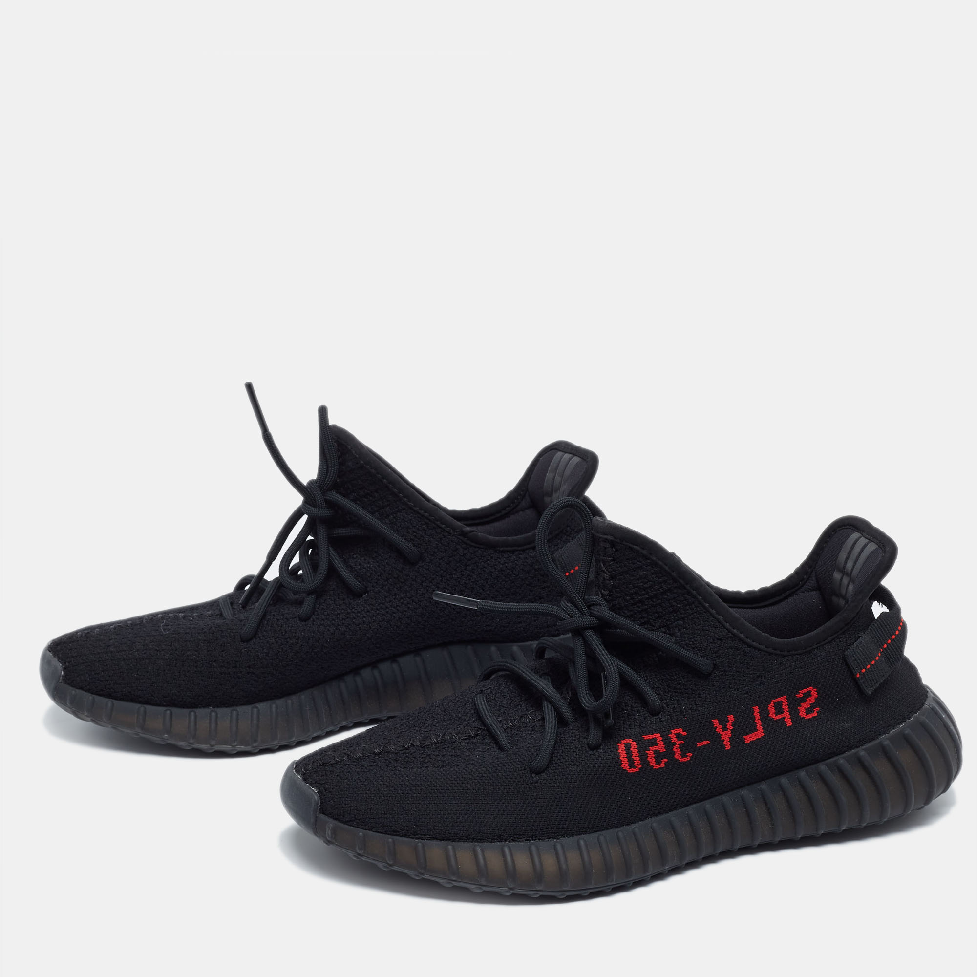 

Adidas x Yeezy Black/Red Knit Fabric Boost 350 V2 Sneakers Size