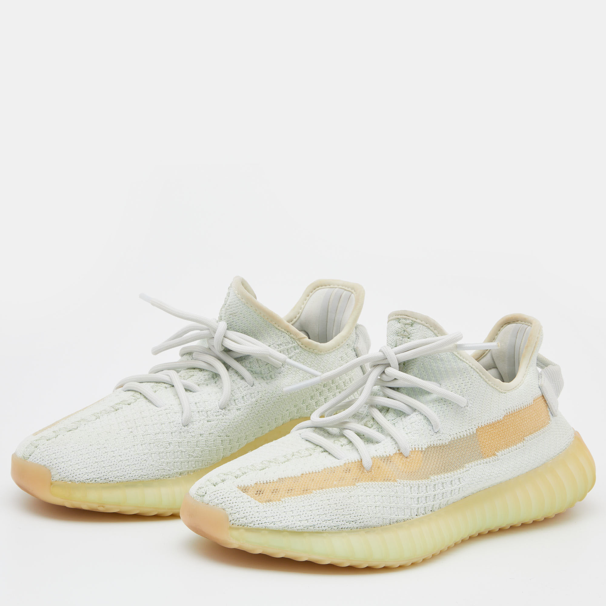 

Yeezy X adidas Light Green Knit Fabric Boost 350 V2 Hyperspace Sneakers Size