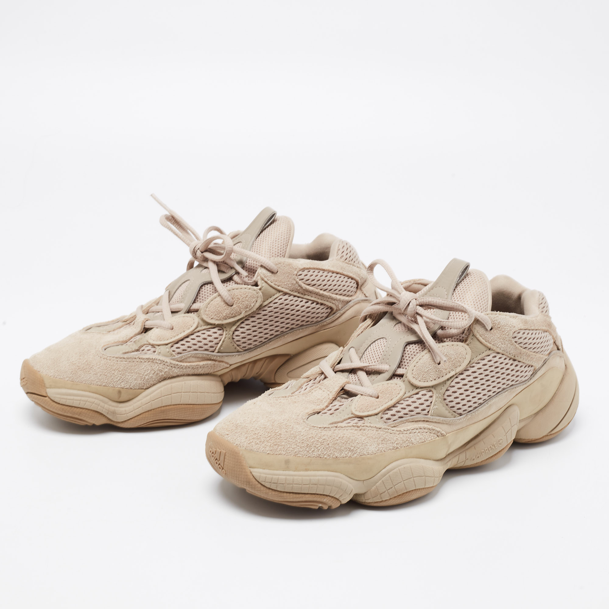

Yeezy x Adidas Beige Suede And Mesh Yeezy 500 Lace Up Sneakers Size  1/3