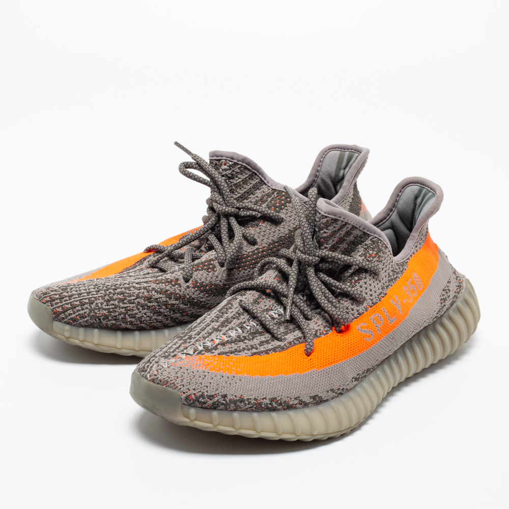 

Yeezy Grey/Orange Knit Fabric Boost 350 Beluga Sneakers Size 45 1/3