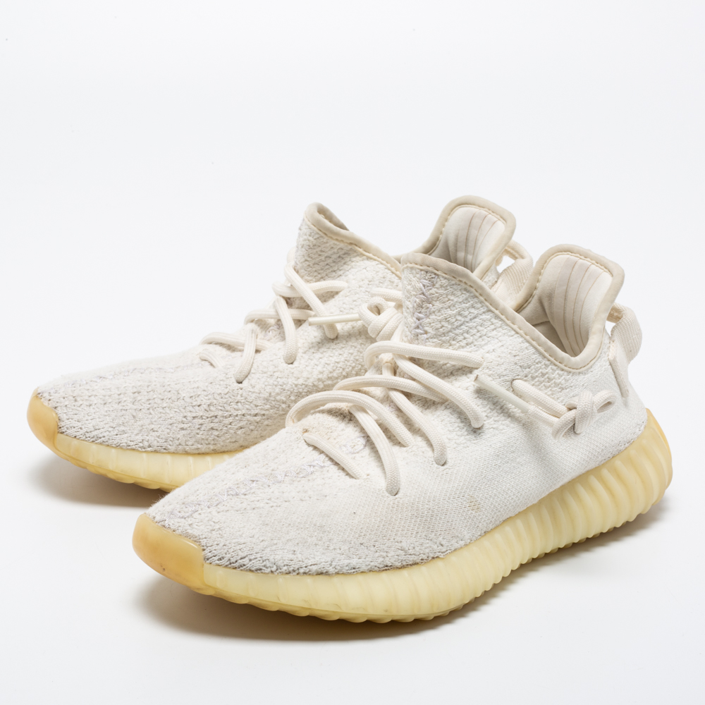 

Yeezy x Adidas White Knit Fabric Boost 350 V2 Cream Low-Top Sneakers Size 38 2/3