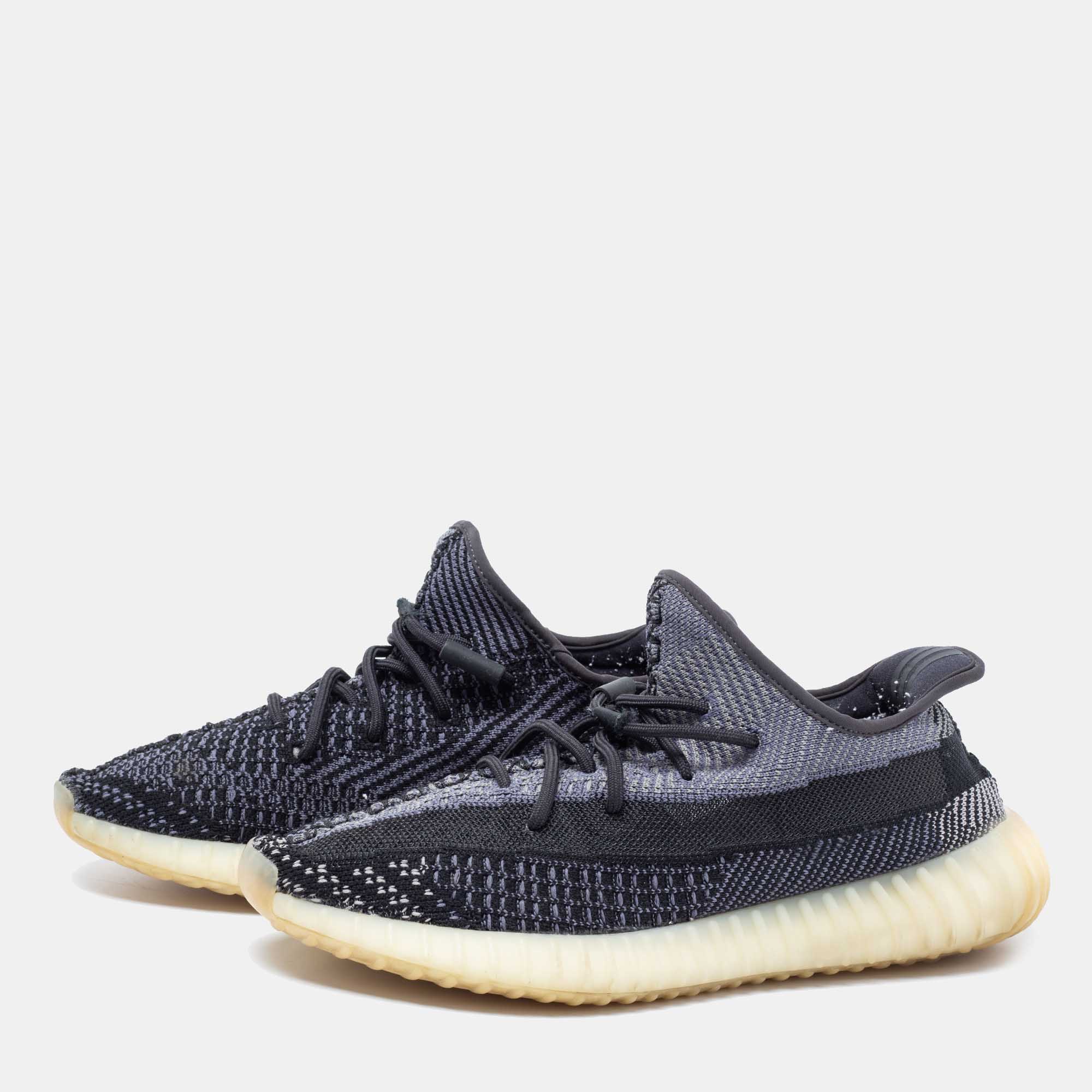 Yeezy x Adidas Black Knit Fabric Boost 350 V2 Carbon Low-Top Sneakers Size 43 1/3  - buy with discount
