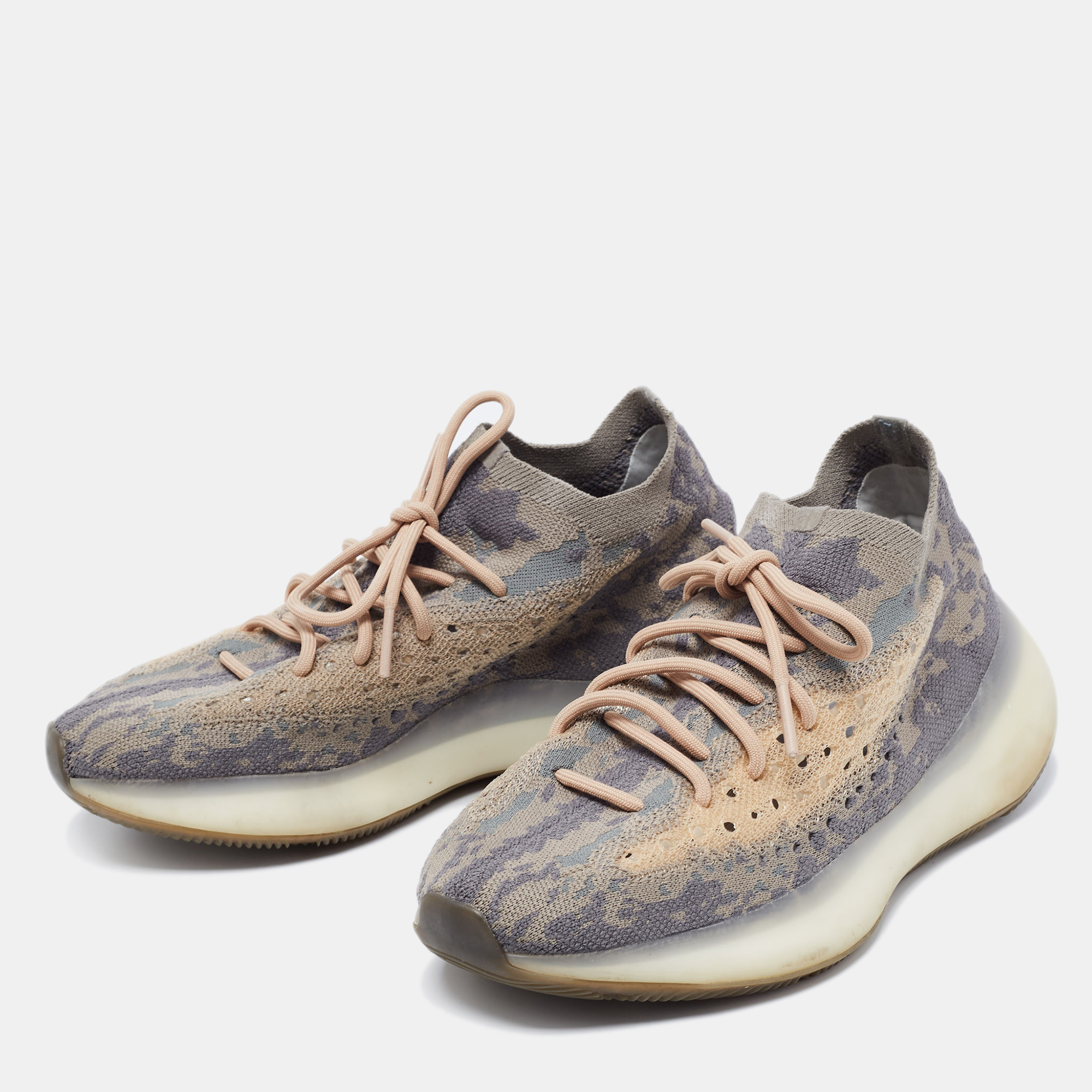 

Yeezy x adidas Grey/Beige Knit Fabric Boost 380 Mist Low-Top Sneakers Size 43 1/3