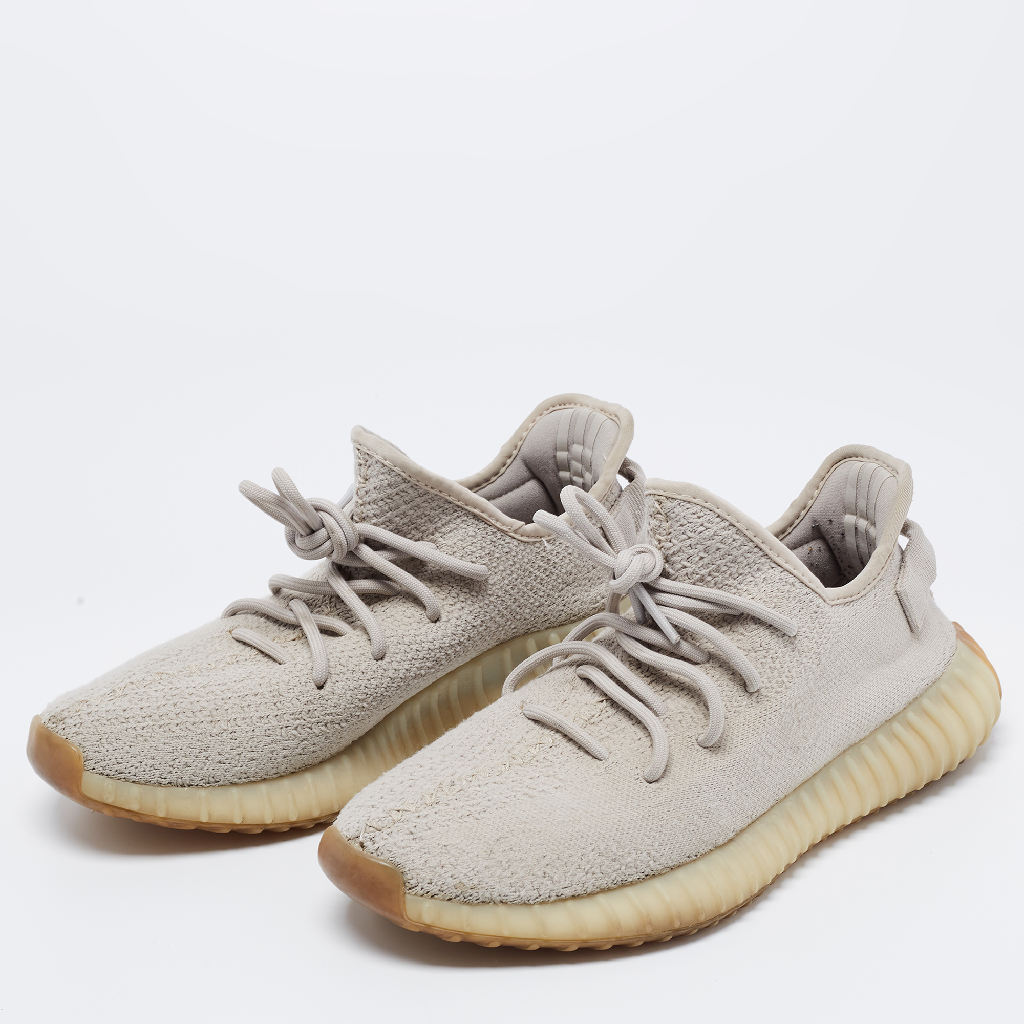 

Yeezy x Adidas Light Grey Knit Fabric Boost 350 V2 Sesame Low-Top Sneakers Size 42 2/3