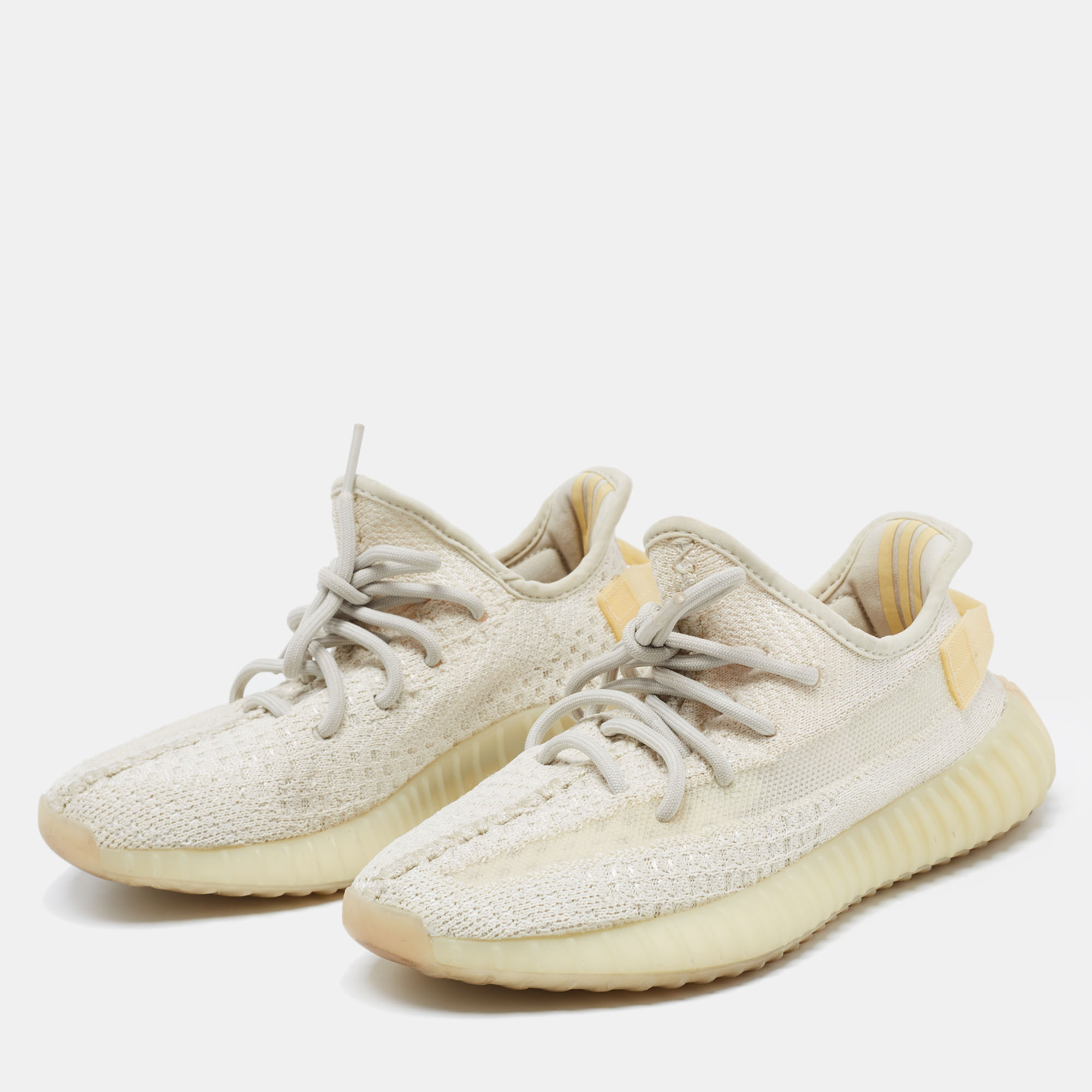 

Yeezy x Adidas White Knit Fabric Boost 350 V2 Light Sneakers Size  1/3, Cream