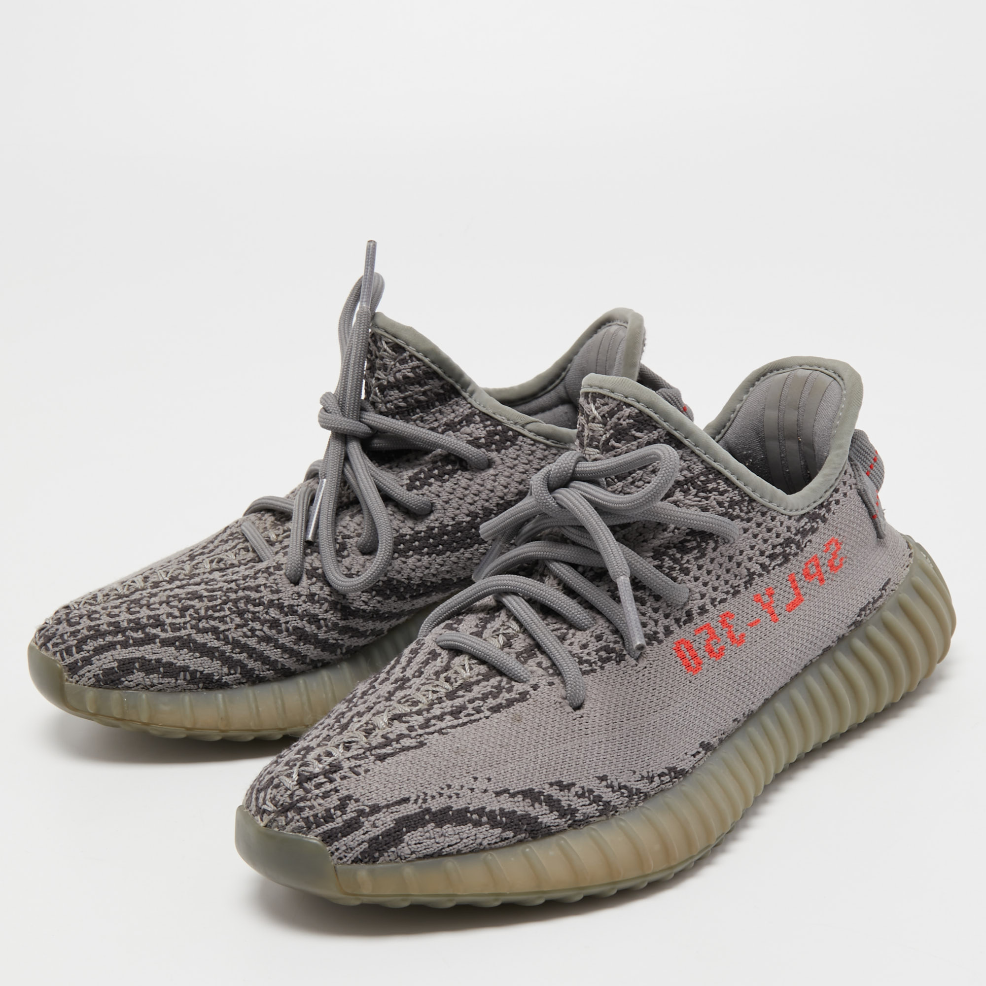 

Yeezy x Adidas Grey Knit Fabric Boost 350 V2 Beluga 2.0 Sneakers Size