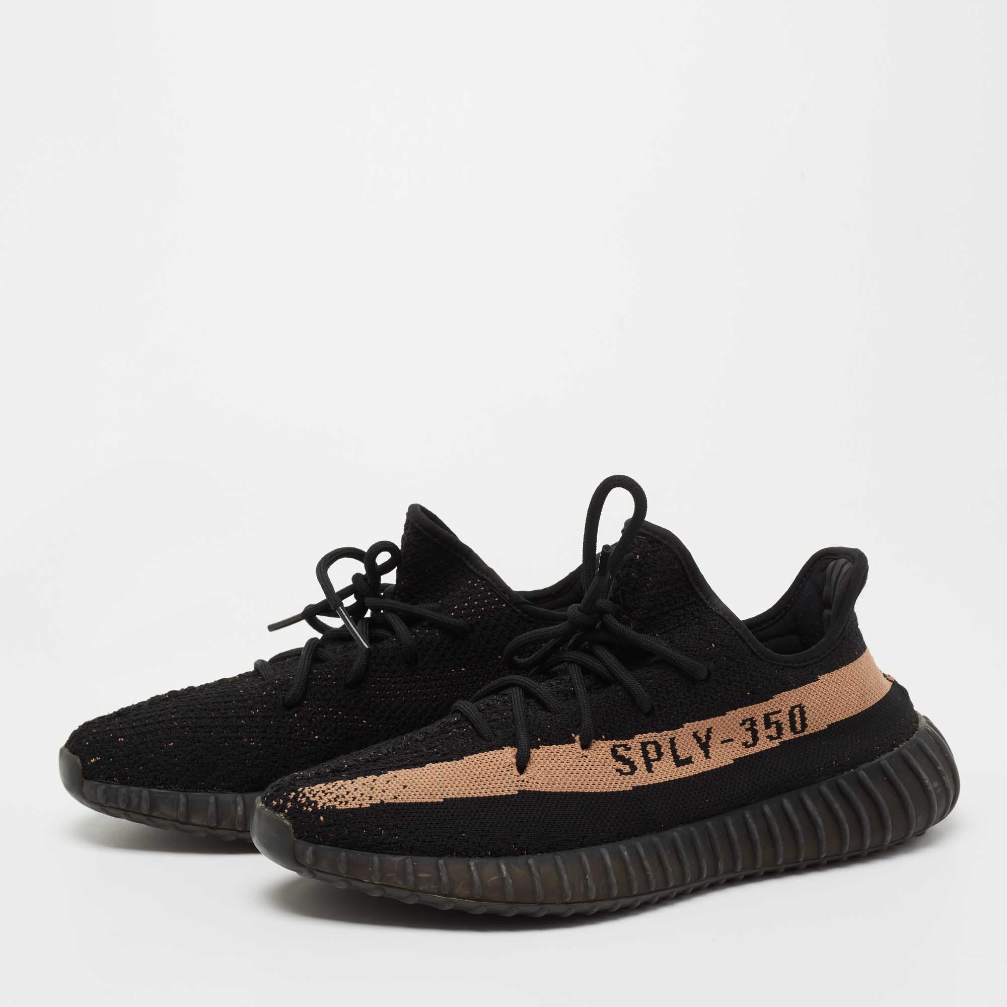 

Yeezy x Adidas Black Knit Fabric Boost 350 V2 Copper Sneakers Size