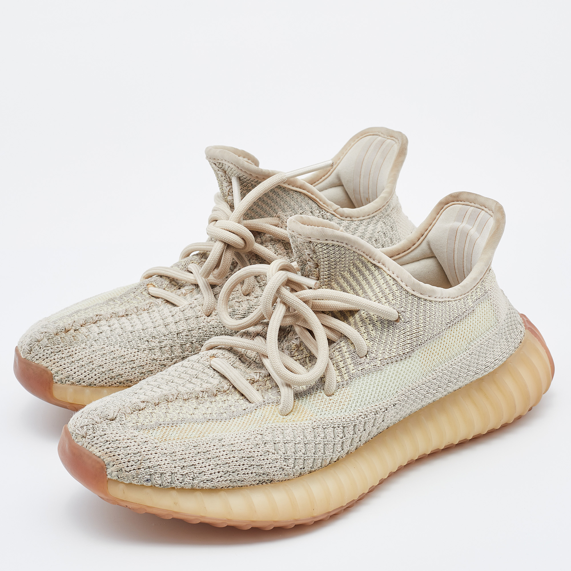 

Yeezy x Adidas Beige/Grey Knit Fabric Boost 350 V2 Citrin Sneakers Size