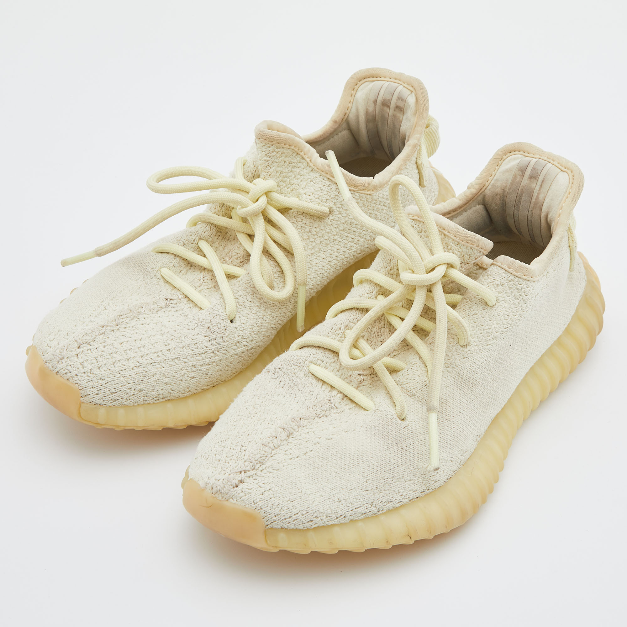 

Yeezy x Adidas Cream Knit Fabric Boost 350 V2 Butter Sneakers Size 38 2/3