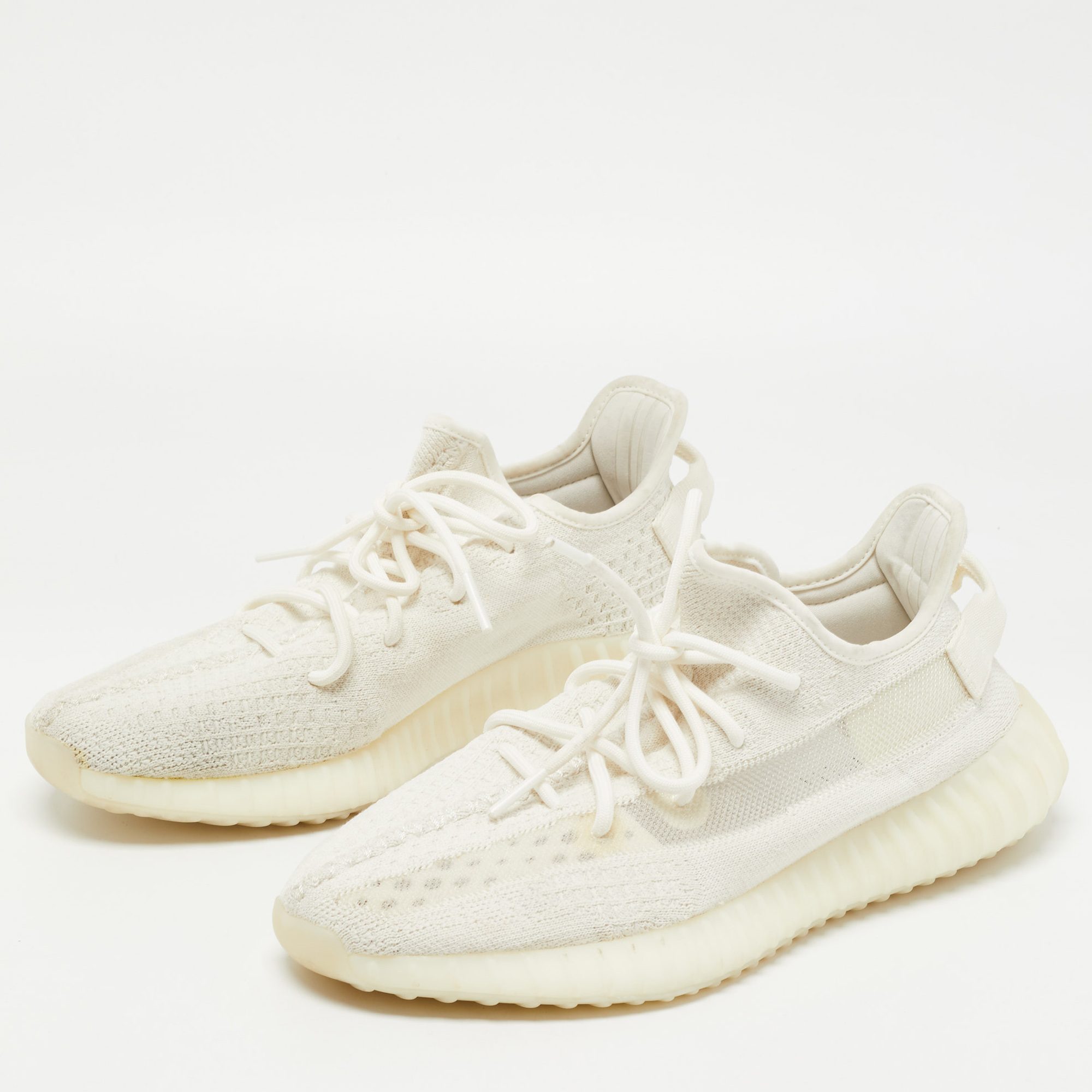 

Yeezy x Adidas White Knit Fabric Boost 350 V2 White Sneakers Size