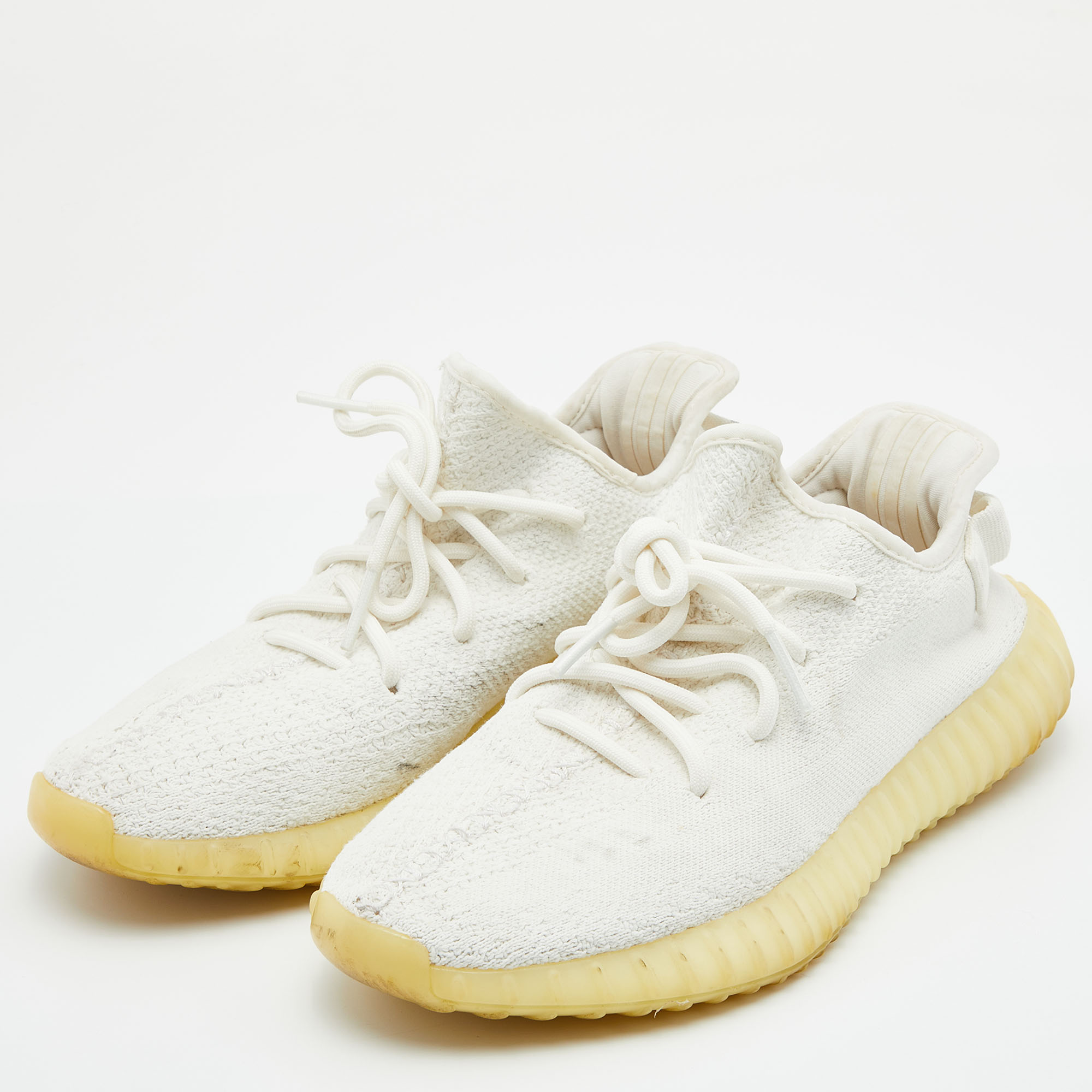 

Yeezy x Adidas White Knit Fabric Boost 350 V2 Cream Low Top Sneakers Size