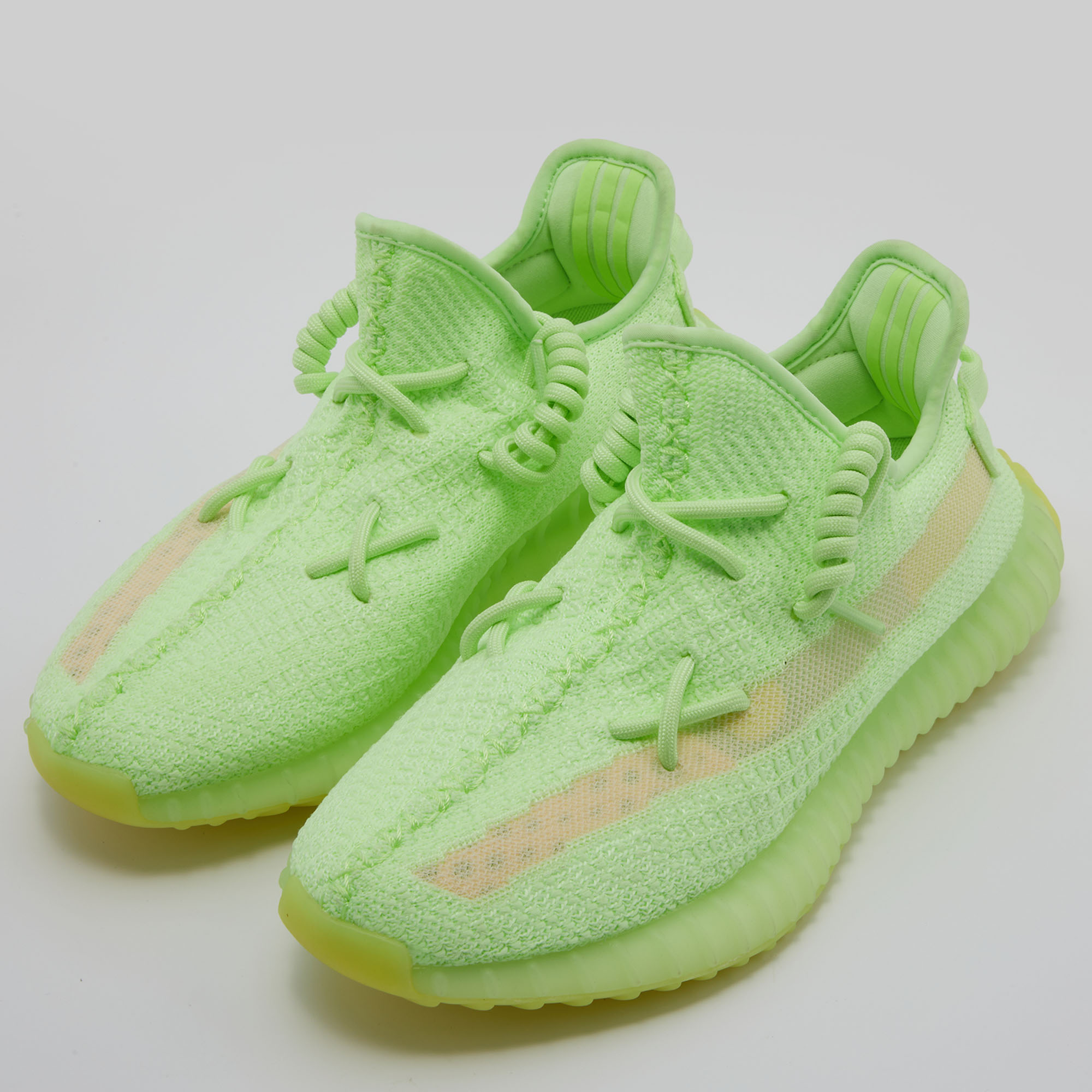

Yeezy x Adidas Neon Green Knit Fabric Boost 350 V2 Glow Sneakers Size 39 1/3