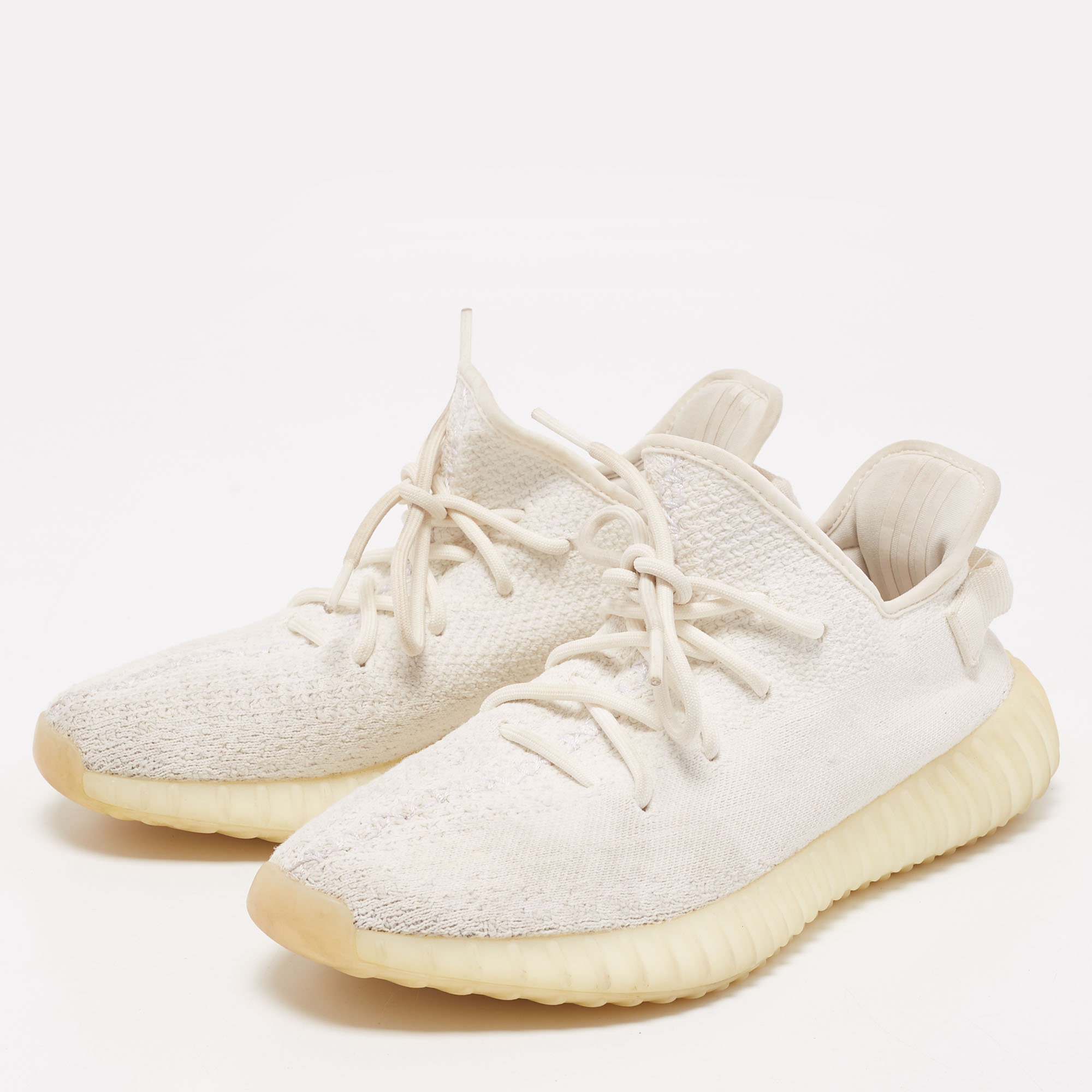 

Yeezy x Adidas White Knit Fabric Boost 350 V2 Triple White Sneakers Size 42 2/3
