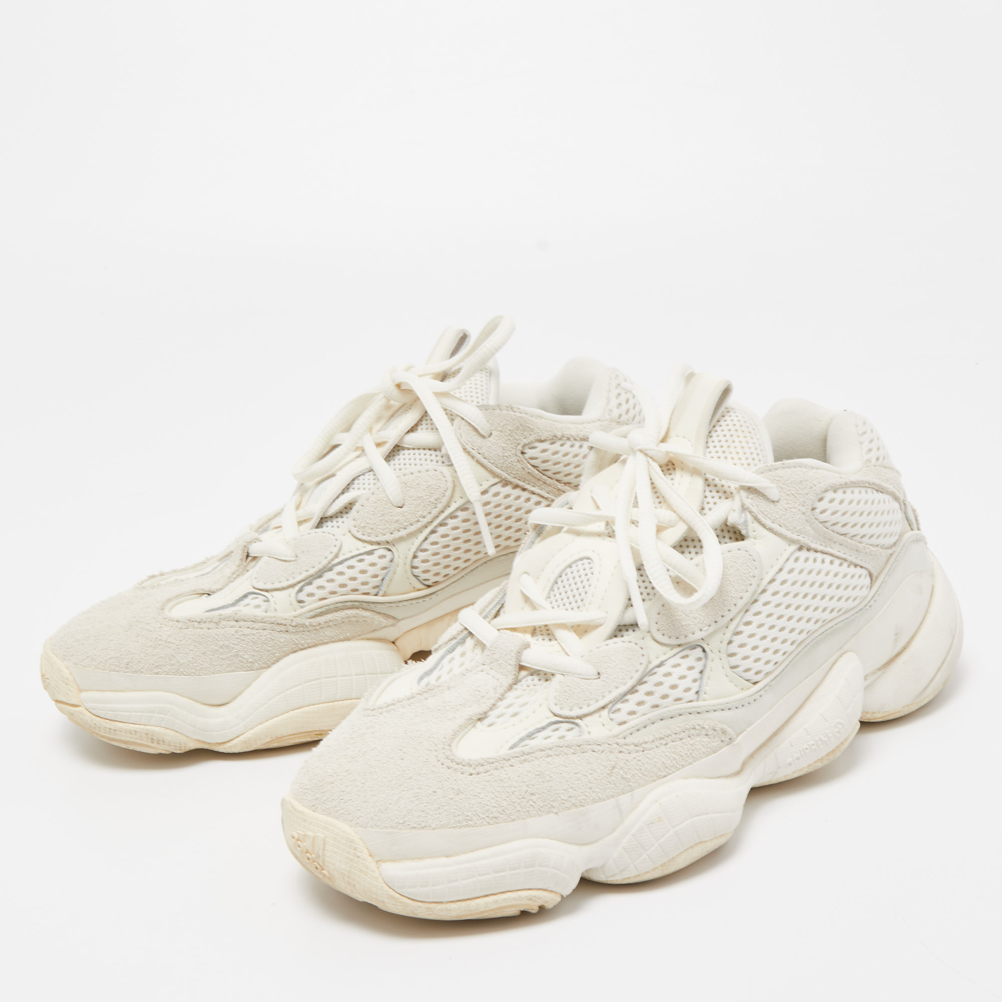 

Yeezy x Adidas White Suede and Mesh 500 Bone White Sneakers Size 38 2/3