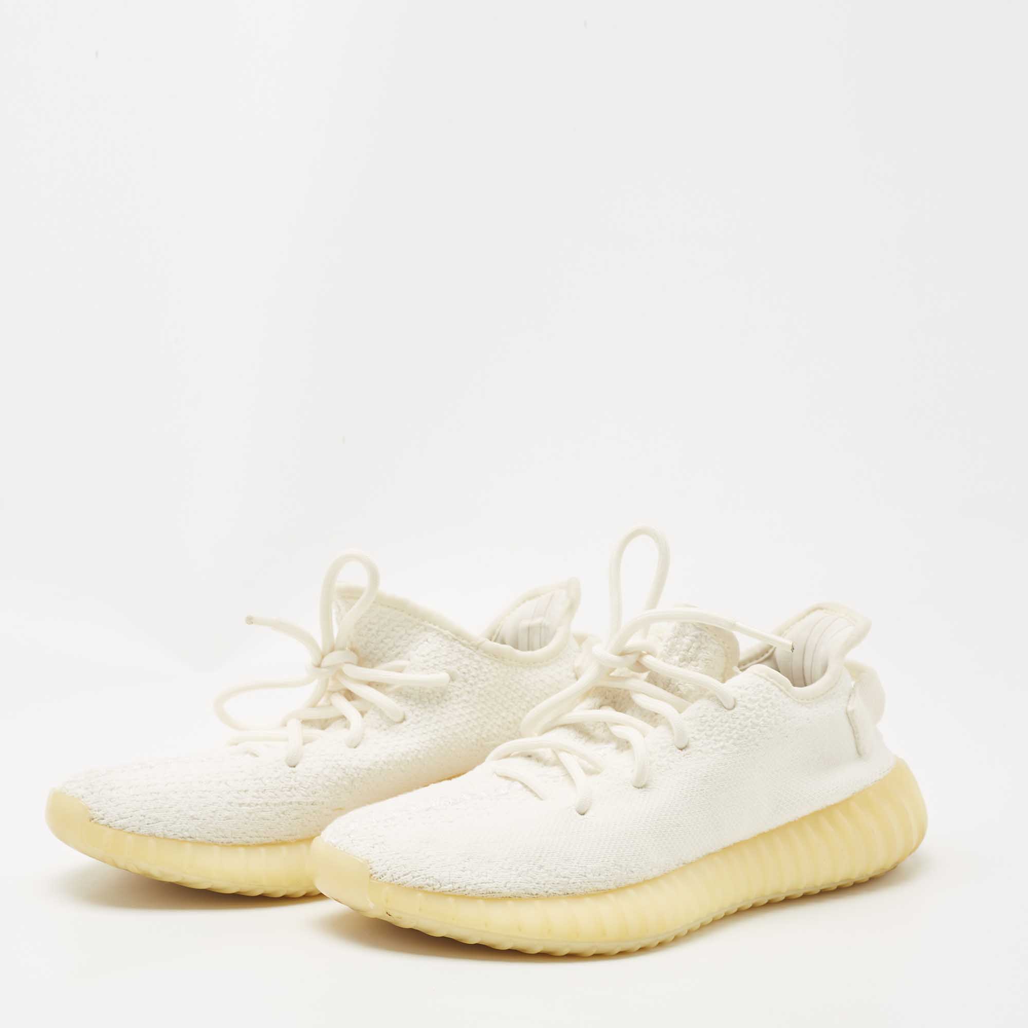 

Yeezy x Adidas White Knit Fabric Boost 350 V2 Cream White Sneakers Size