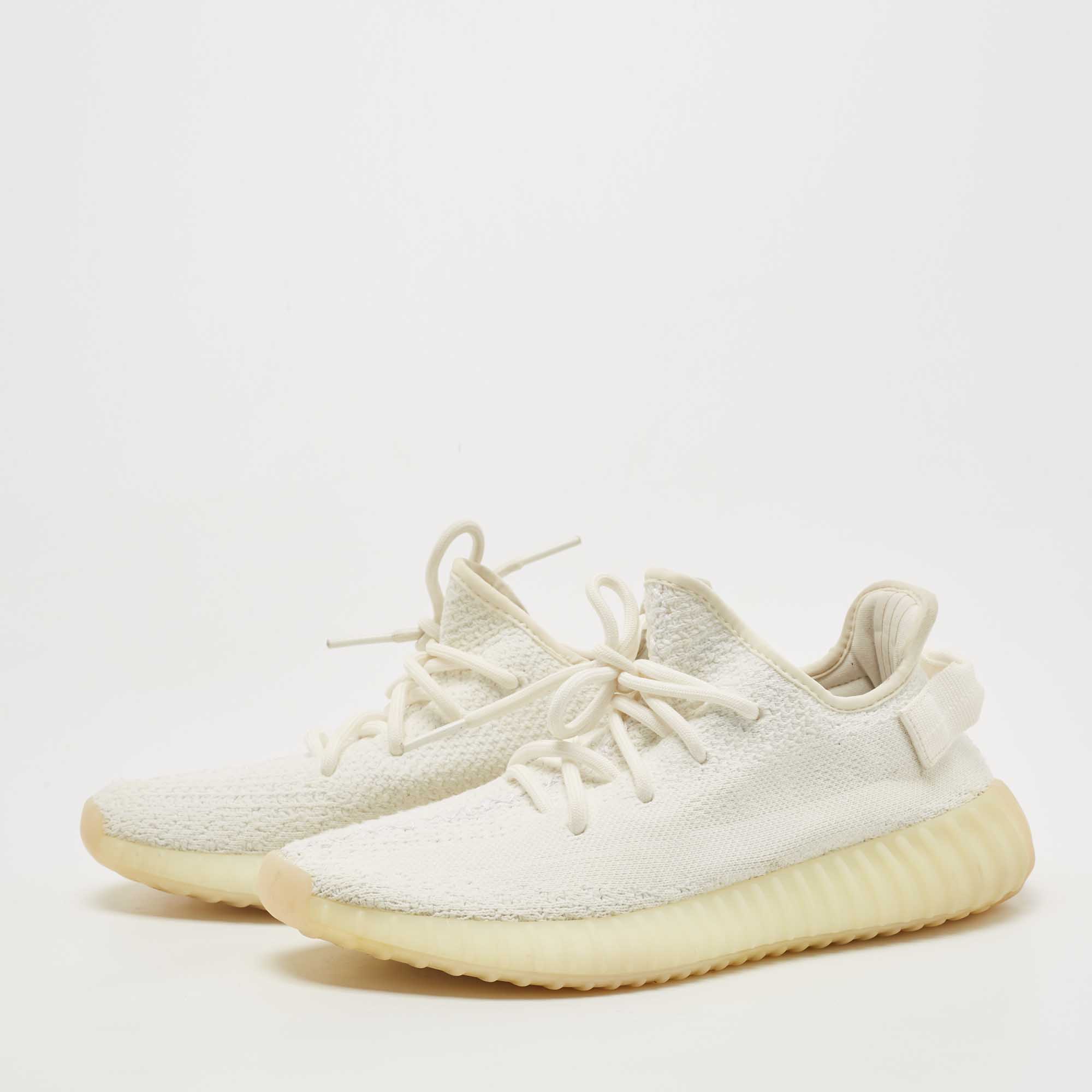 

Yeezy x Adidas White Knit Fabric Boost 350 V2 Triple White Sneakers Size 38 2/3