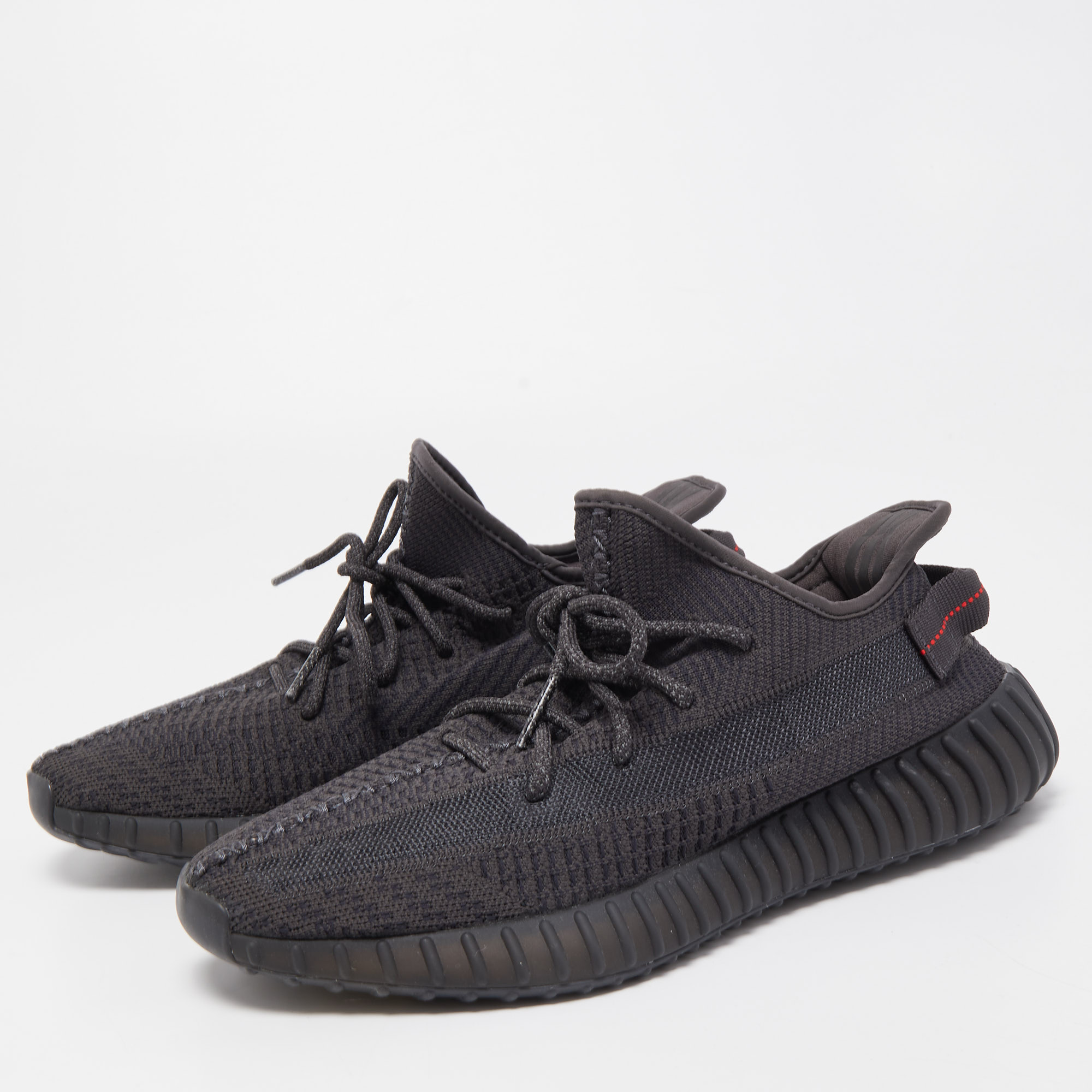 

Yeezy x adiddas Black Knit Fabric 350-V2 Static Black Reflective Sneakers Size