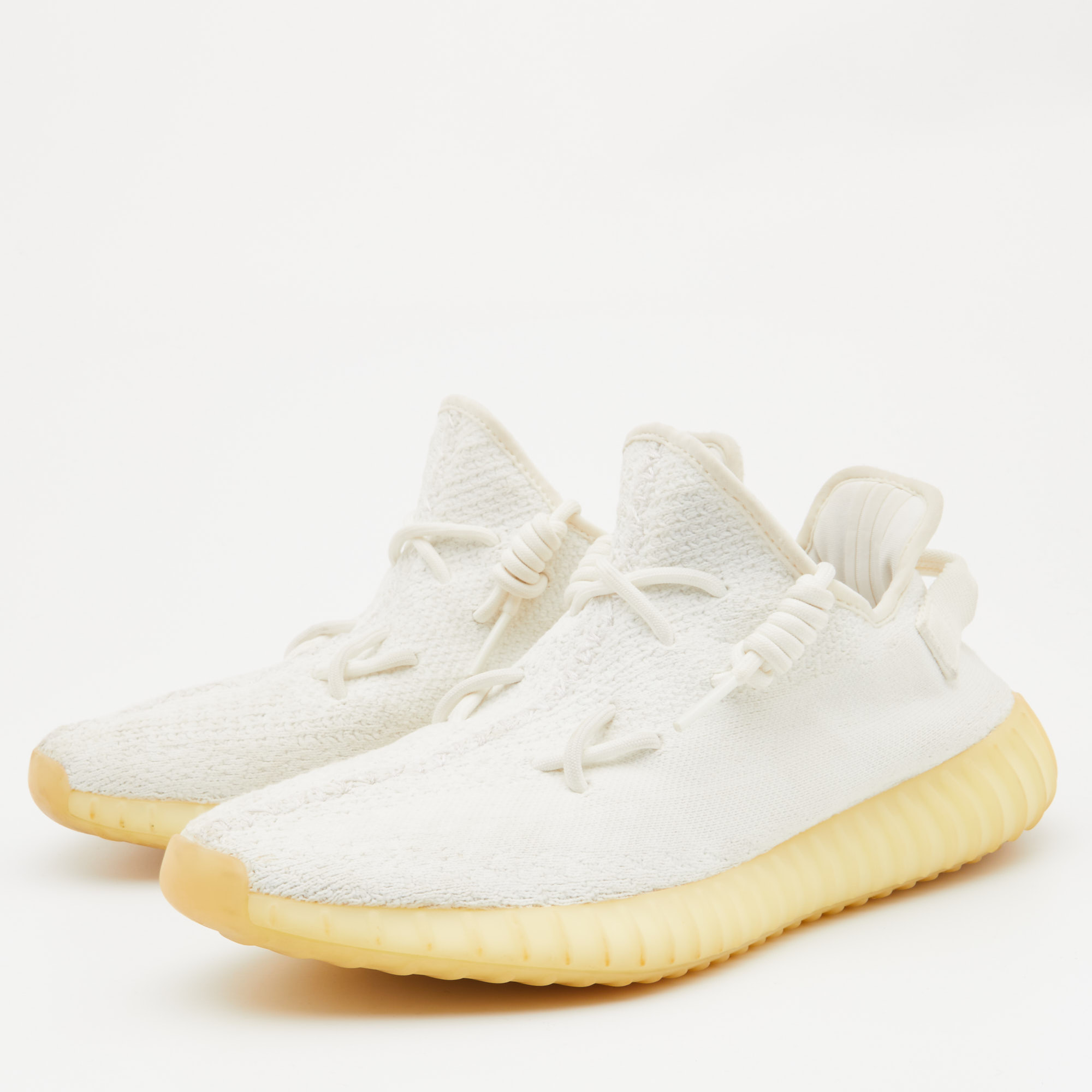 

Yeezy x Adidas White Knit Fabric Boost 350 V2 Cream Sneakers Size  1/3