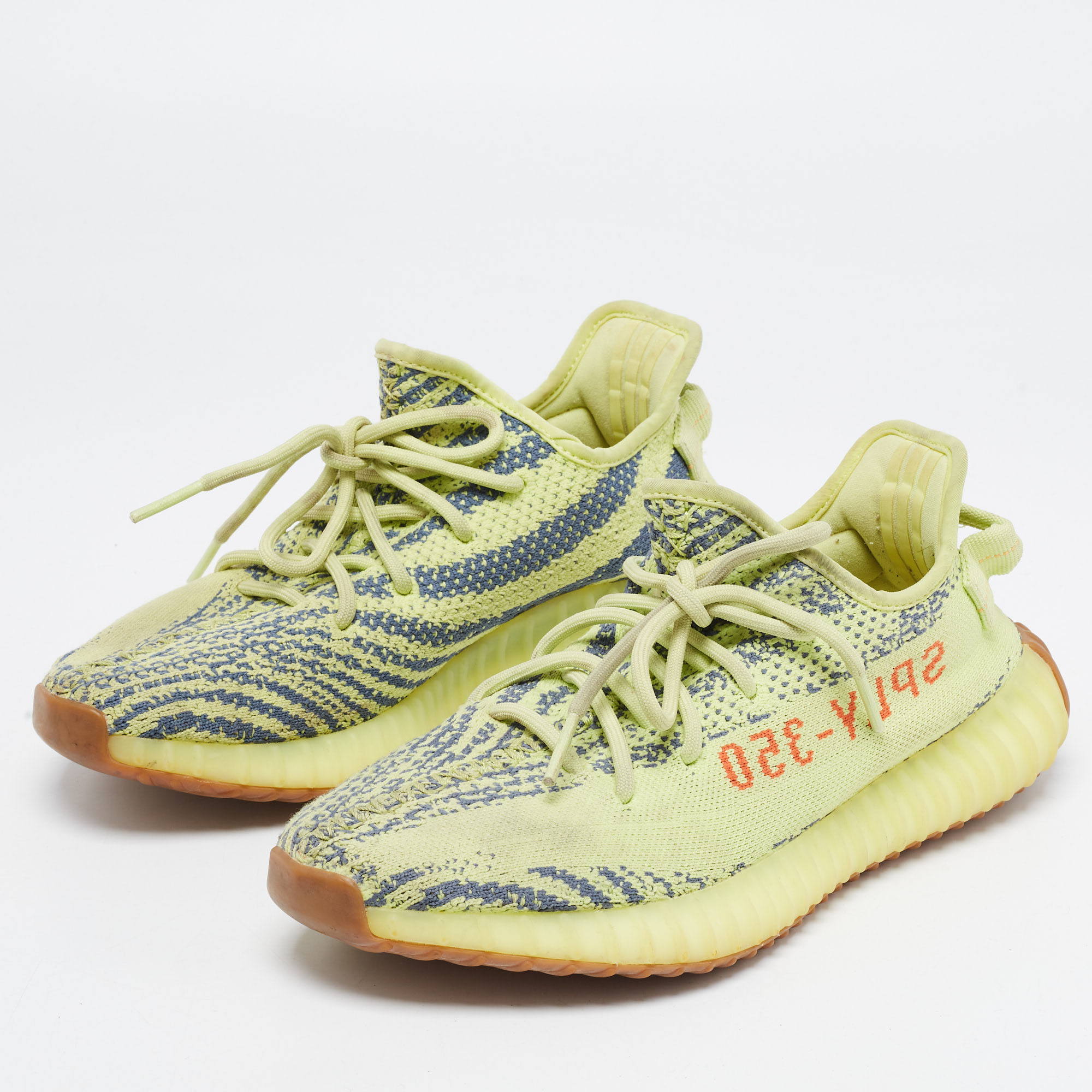 

Yeezy x Adidas Neon Knit Fabric Boost 350 V2 Semi Frozen Yellow Sneakers Size 40 2/3, Green
