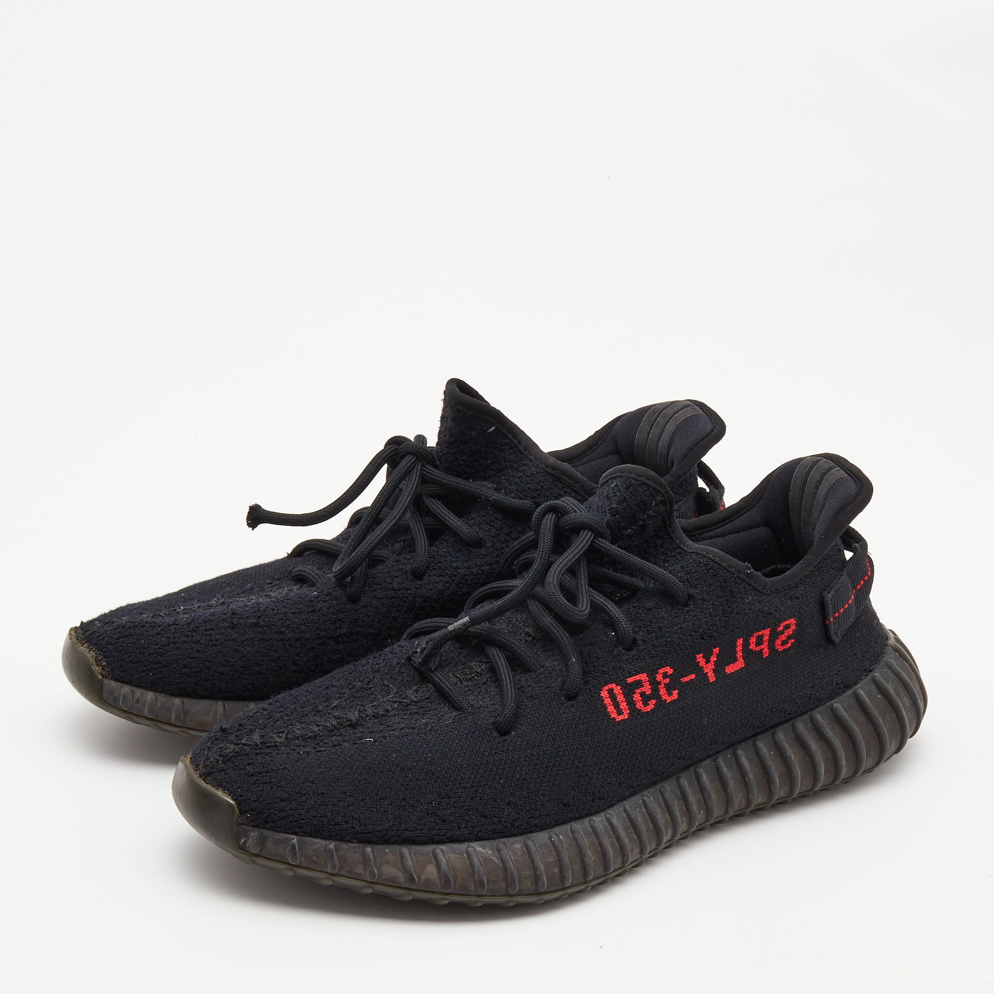 

Yeezy x Adidas Black Knit Fabric Boost 350 V2 Bred Sneakers Size  1/3