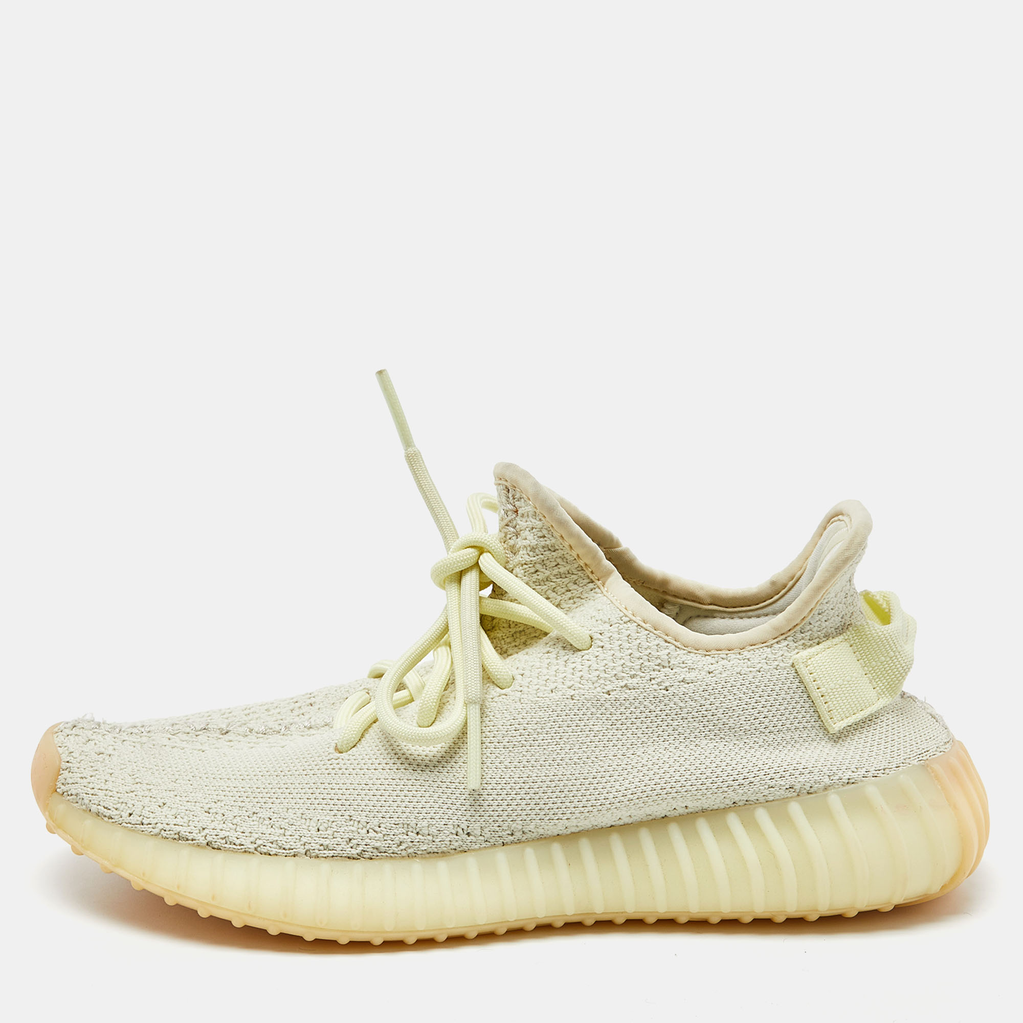 Pre-owned Yeezy X Adidas Green Knit Fabric Boost 350 V2 Butter Sneakers Size 39 1/3