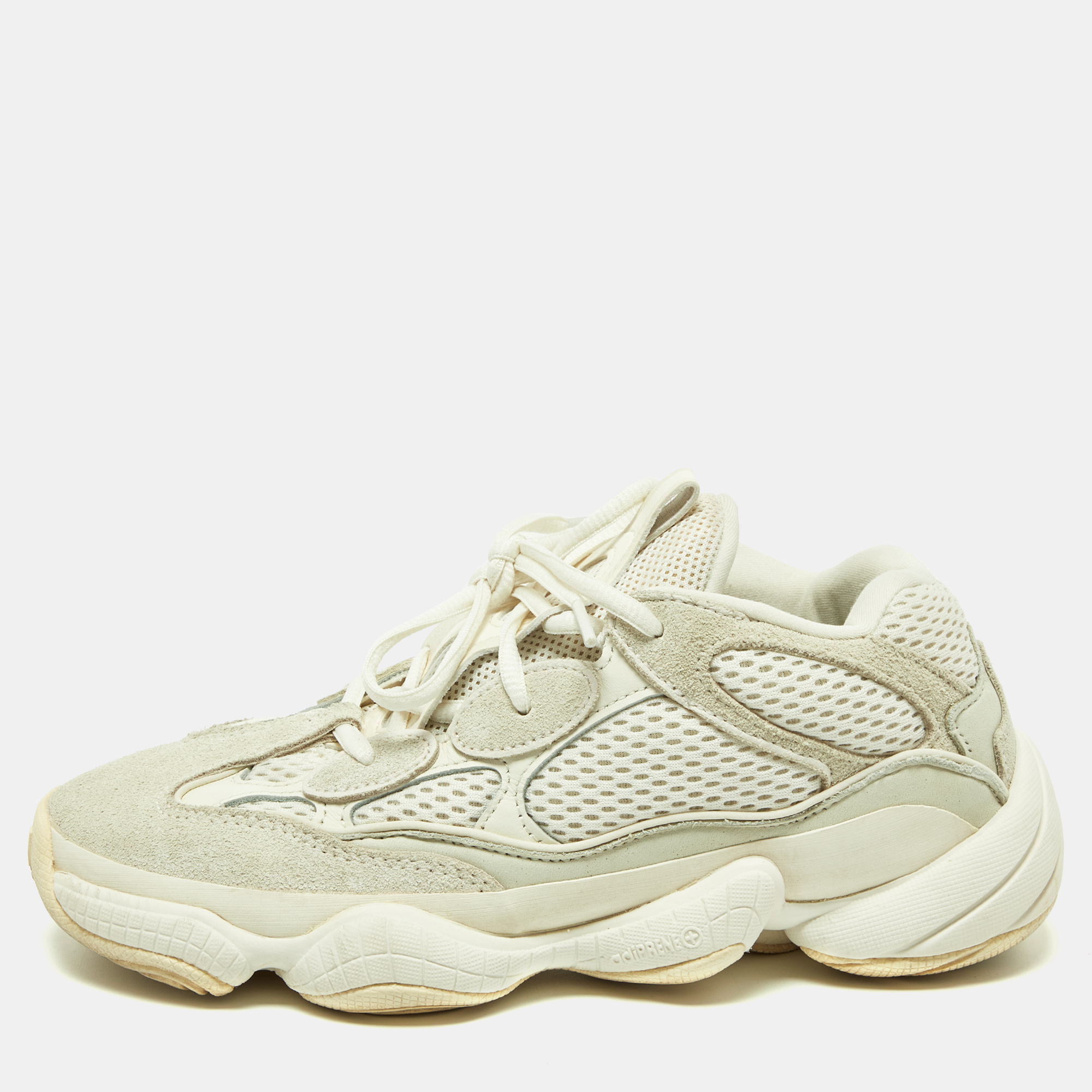 

Yeezy x Adidas White Suede and Mesh Yeezy 500 Bone White Sneakers Size