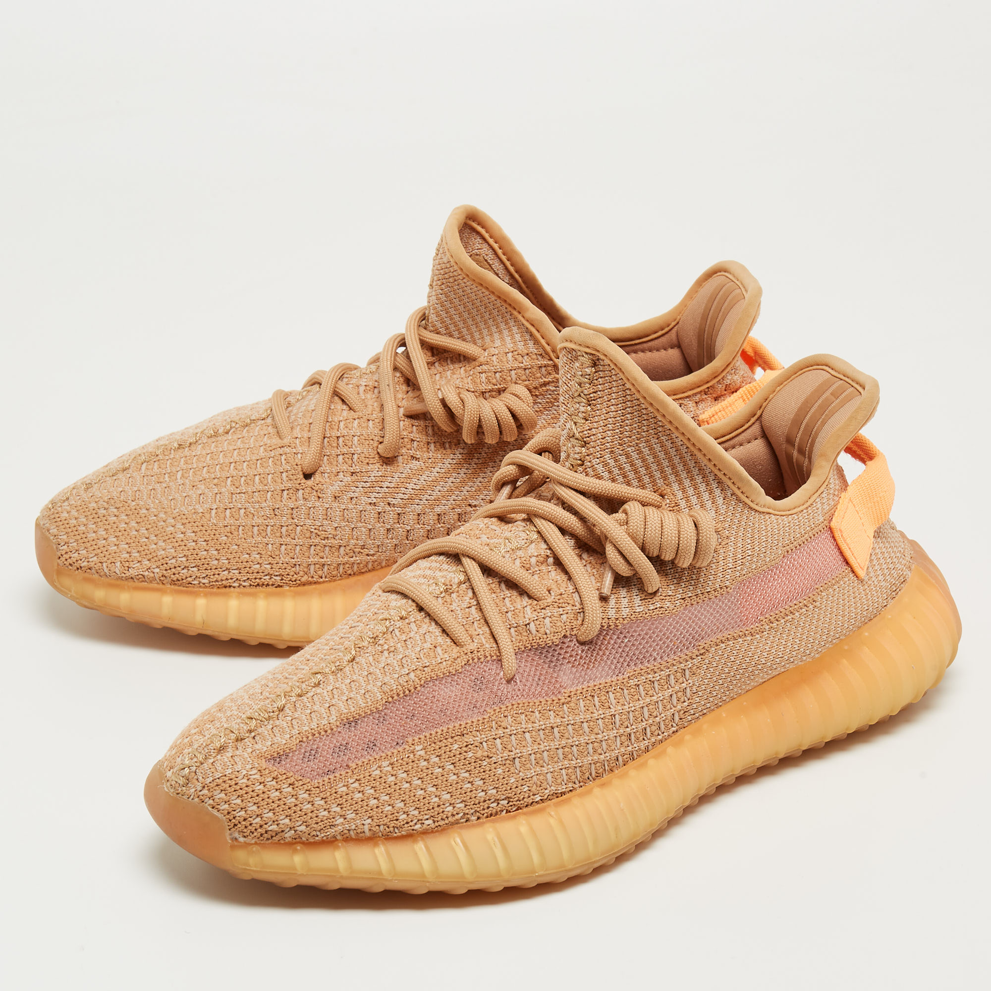 

Yeezy x Adidas Orange Knit Fabric Boot 350 V2 Clay Sneakers Size 42 1/3