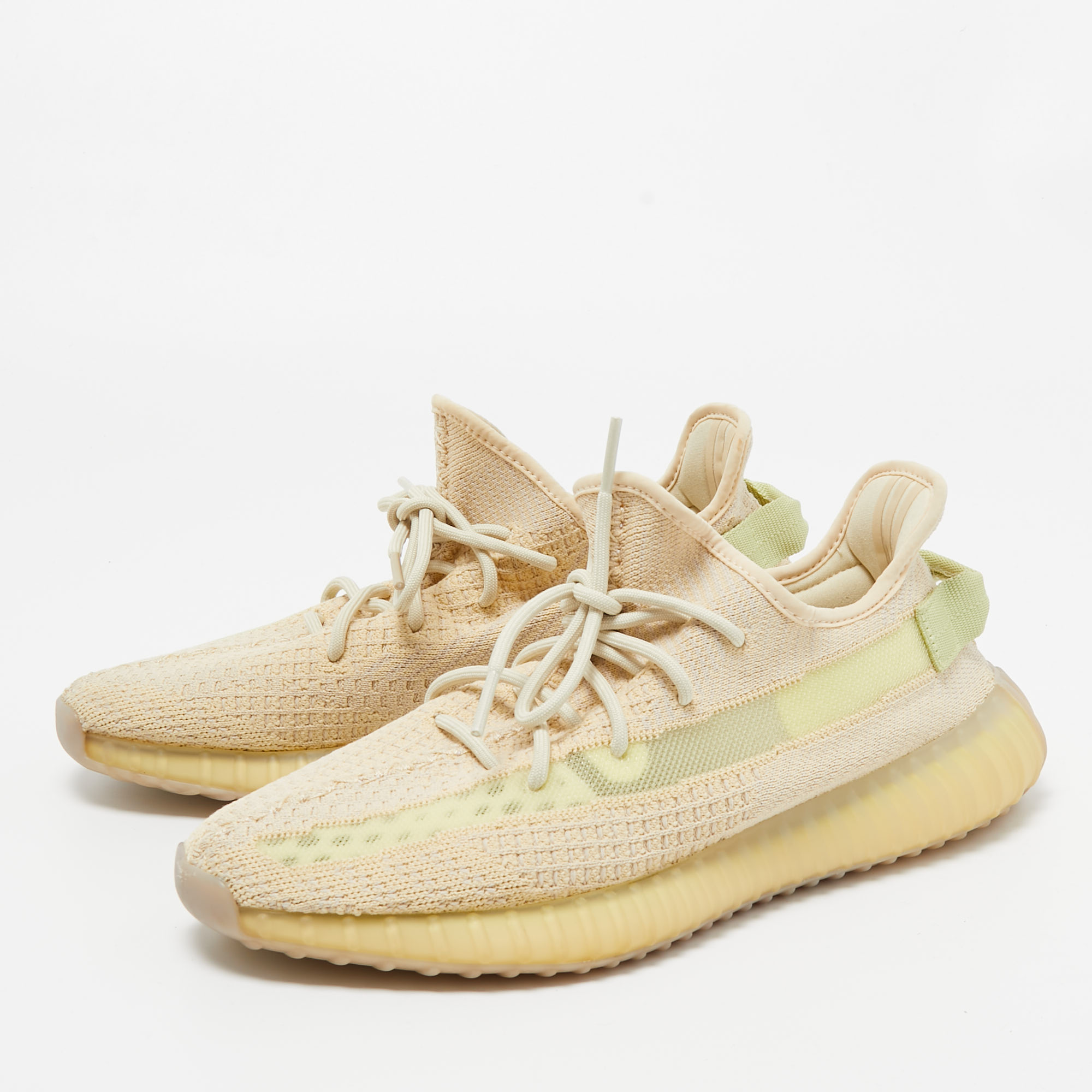 

Yeezy x Adidas Cream Knit Fabric Boost 350 V2-Flax Sneakers Size 44 2/3