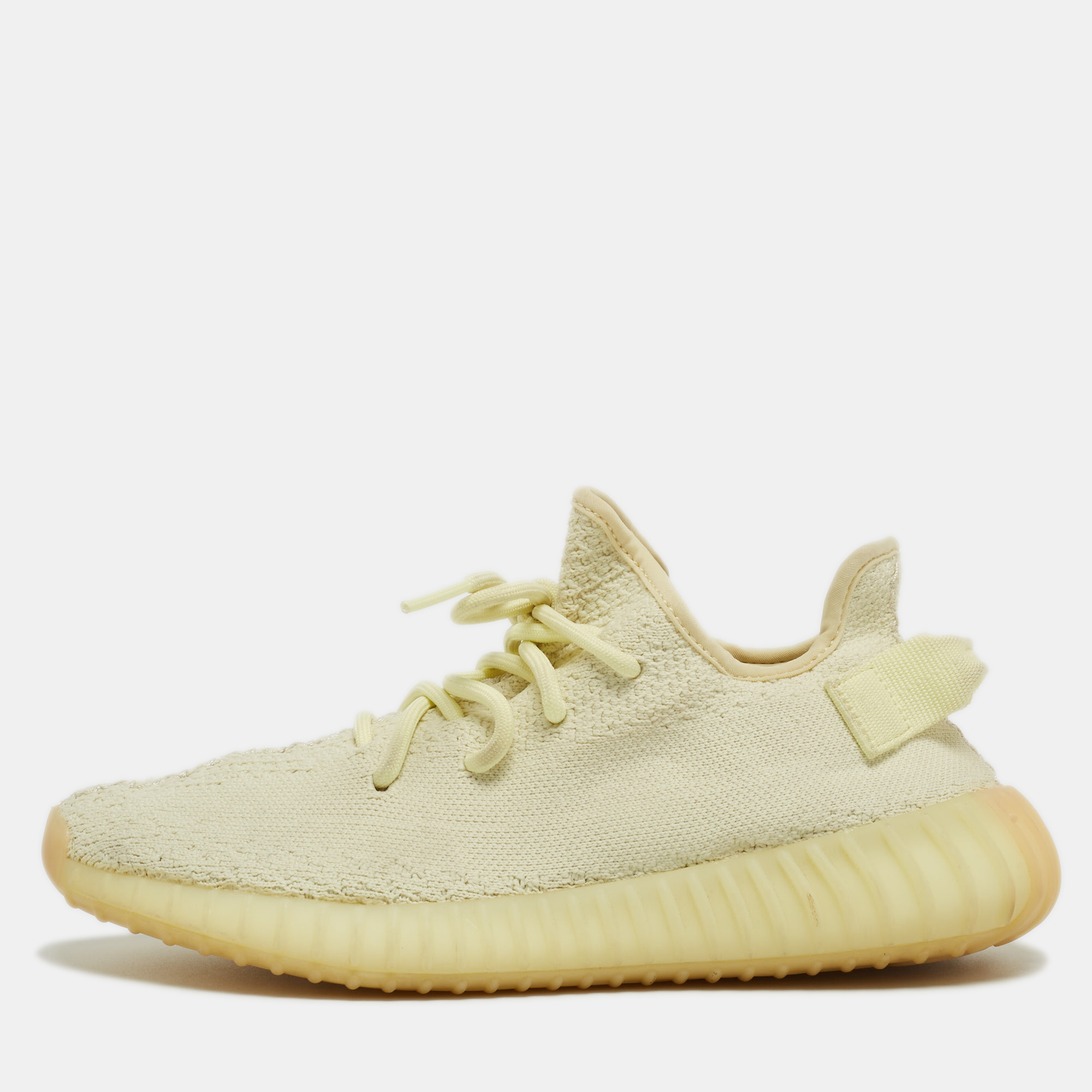 Pre-owned Yeezy X Adidas Light Yellow Knit Fabric Boost 350 V2 Butter Sneakers Size 39 1/3