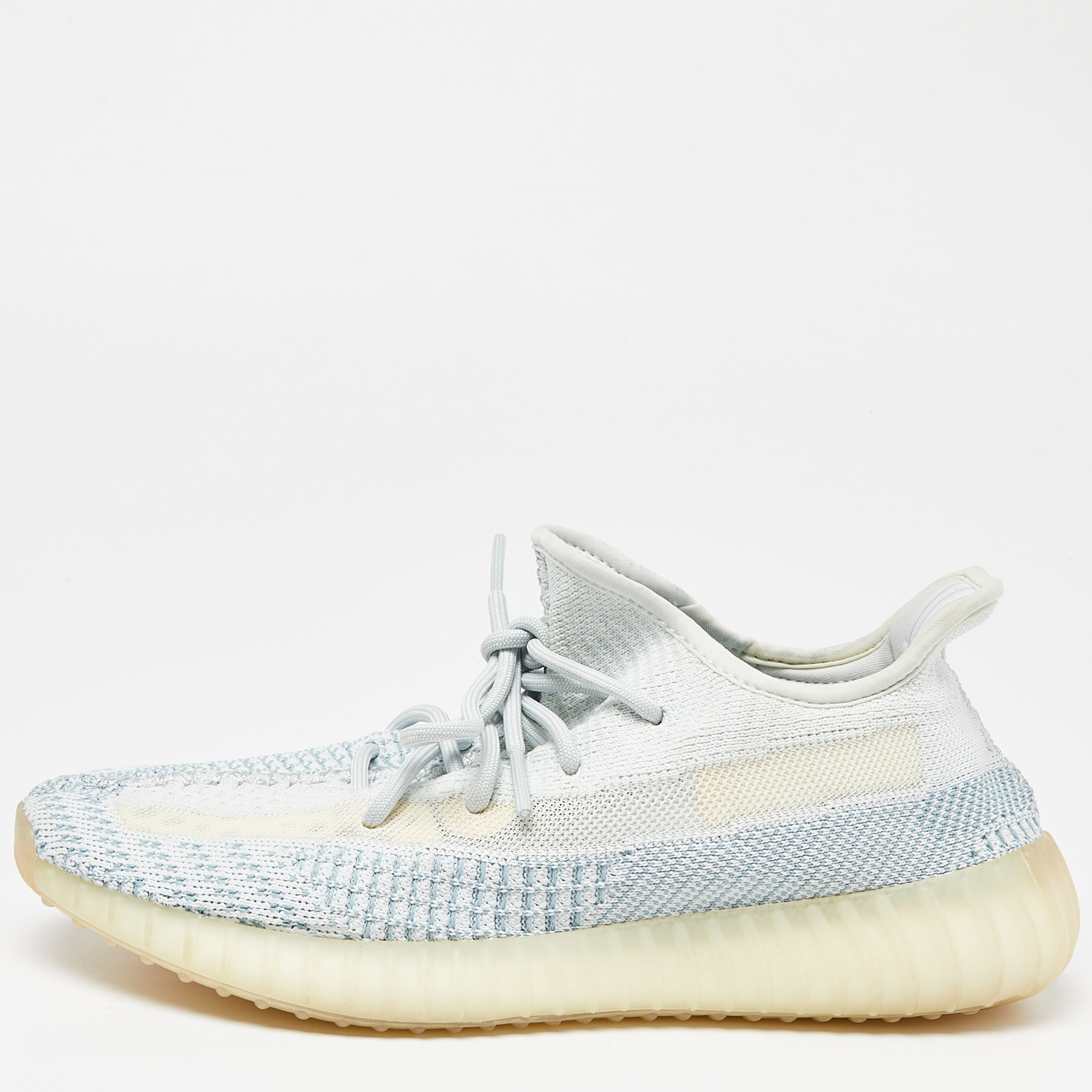 Pre-owned Yeezy X Adidas Pale Green Knit Fabric Boost 350 V2 Cloud White Non Reflective Sneakers Size 42 2/3