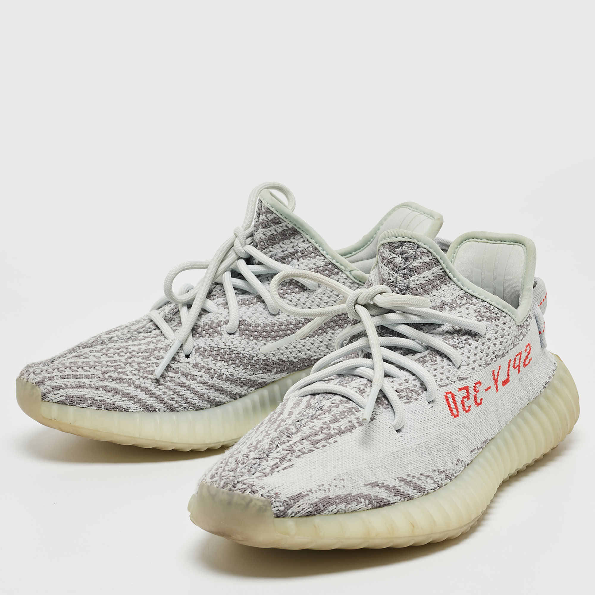 

Yeezy x Adidas Grey Knit Fabric Boost 350 V2 Blue Tint Sneakers Size 40 2/3