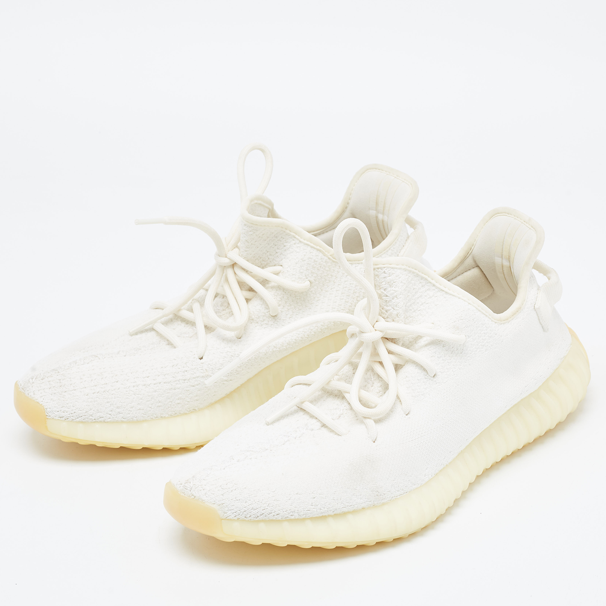 

Yeezy x Adidas White Knit Fabric Boost 350 V2 Cream Sneakers Size 46 2/3