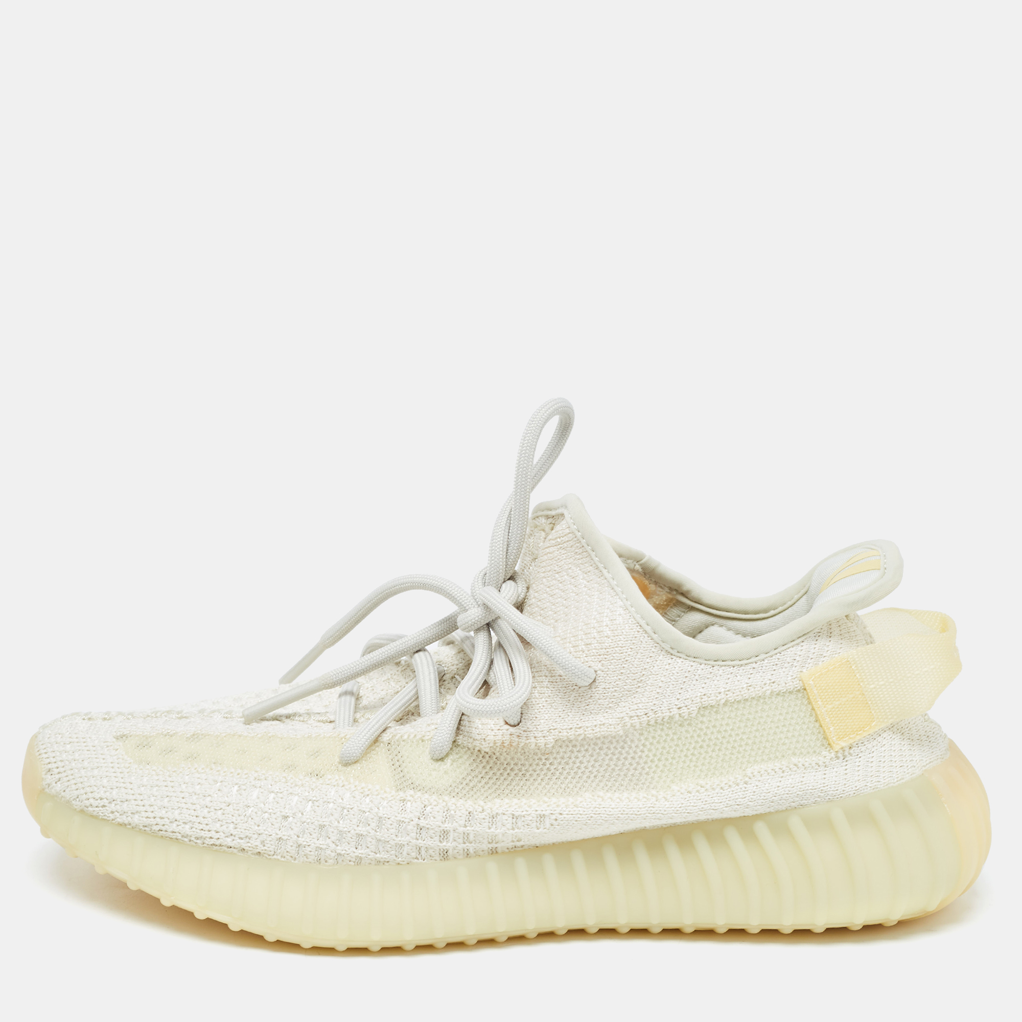 

Yeezy x adidas Cream Cotton Knit Fabric Boost 350 V2 Triple White Sneakers Size