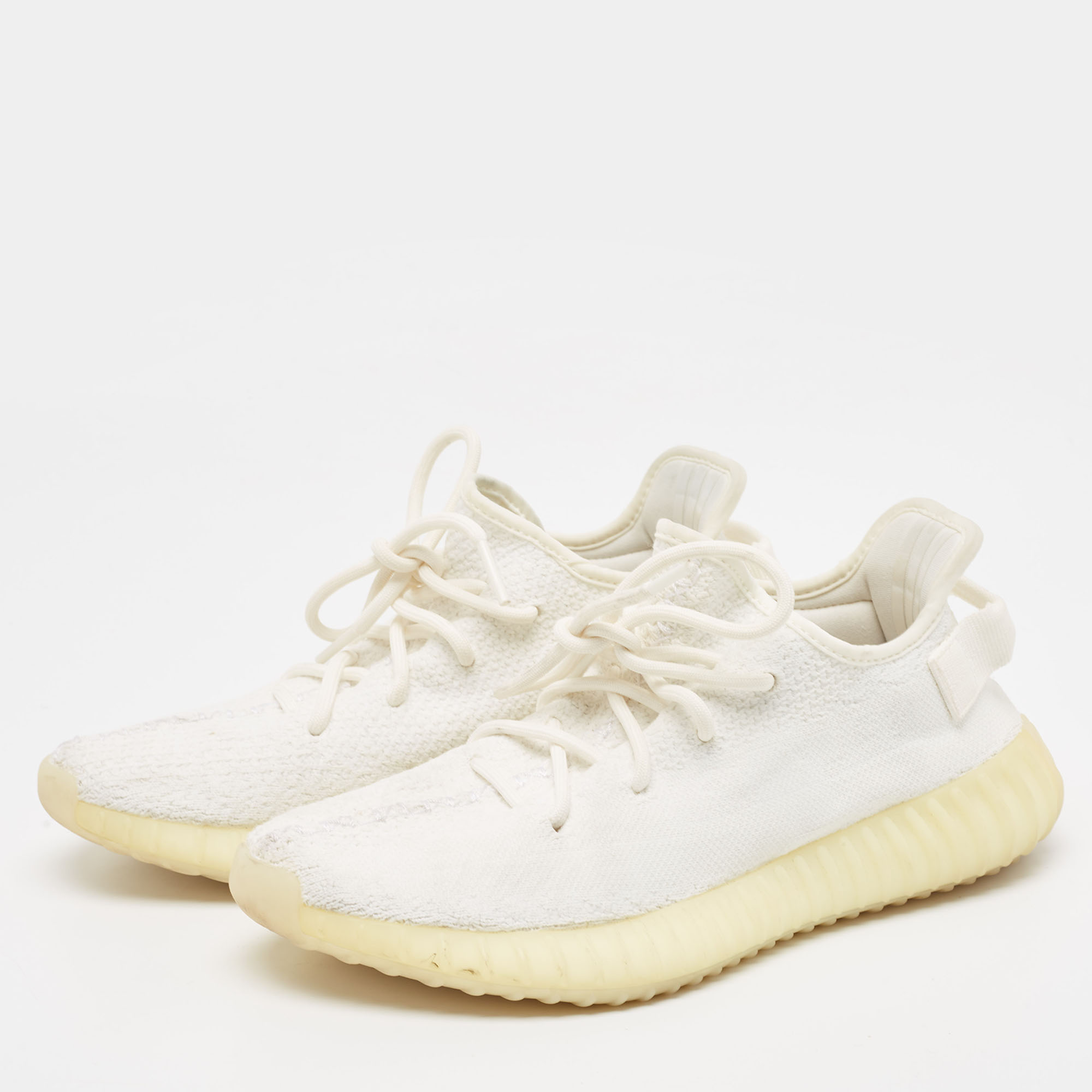 

Yeezy x Adidas White Knit Fabric Boost 350 V2 Cream White Sneakers Size 40 2/3