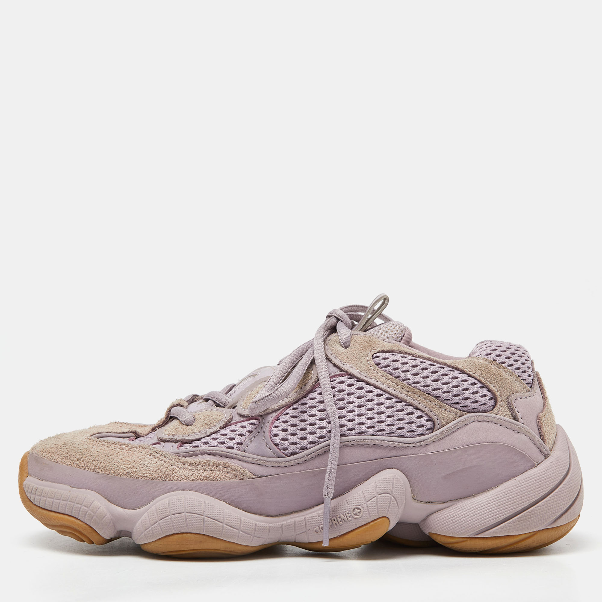 

Adidas x Yeezy Purple Knit Fabric and Suede Boost Yeezy 500 Soft Vision Sneakers Size
