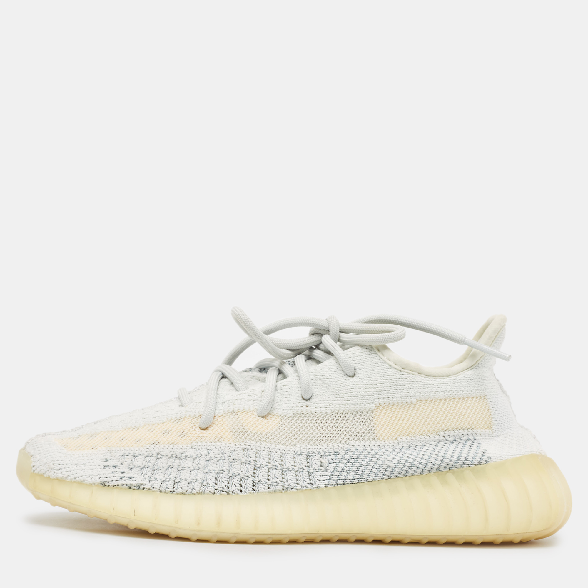 

Yeezy x Adidas White/Grey Knit Fabric Boost 350 V2 Cloud White Reflective Sneakers Size 39 1/3