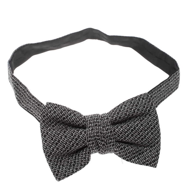 Yves Saint Laurent Monochrome Textured Silk Jacquard Bow Tie